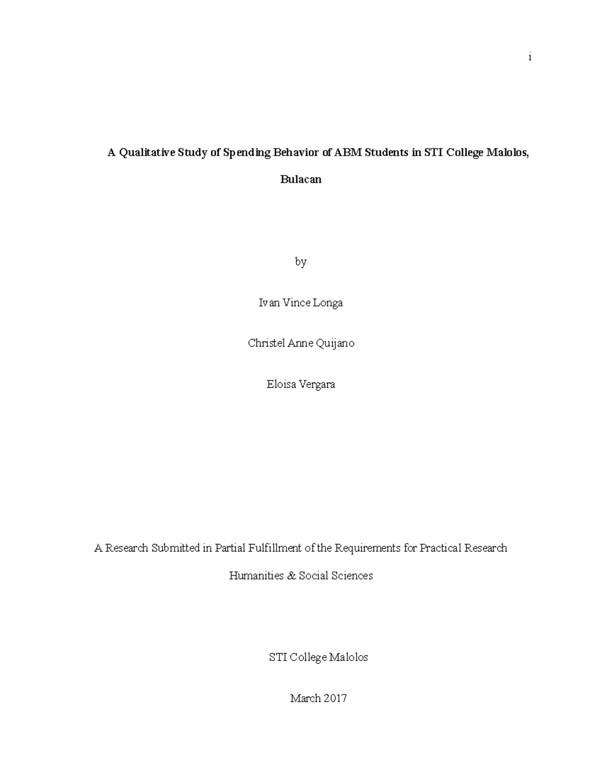 A Qualitative Study of Spending Behavior - According to a research of ...