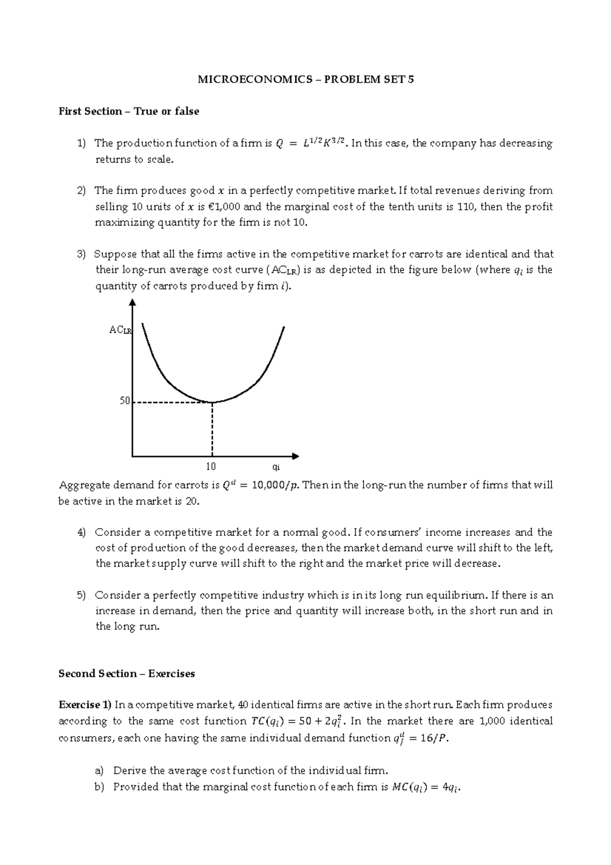 PS5 new - problem set you will be asked to complete 1 every week ...