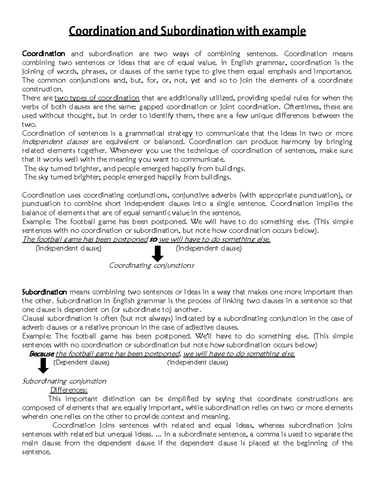 Coordination And Subordination With Example - Coordination And ...