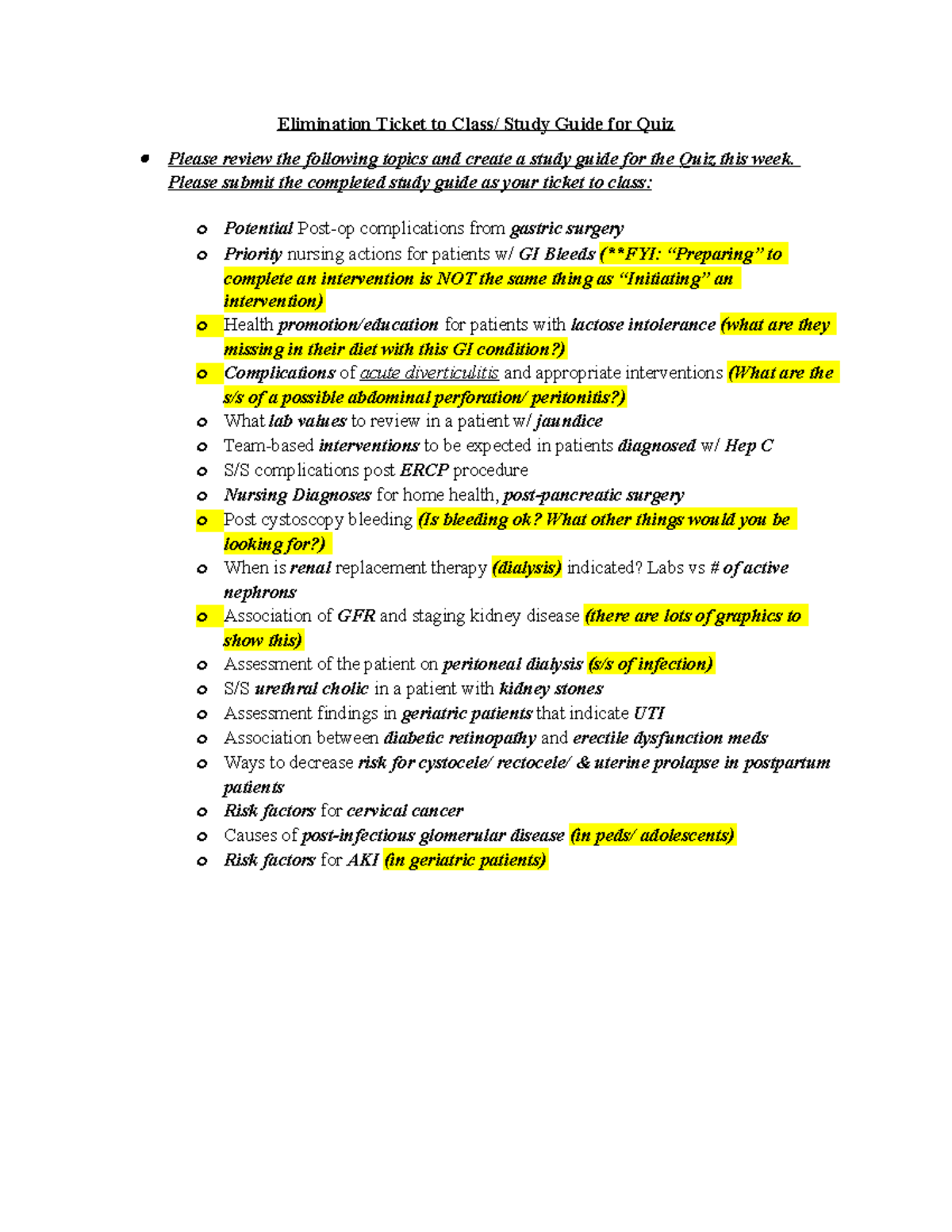 Elimination ticket - practice - Elimination Ticket to Class/ Study ...