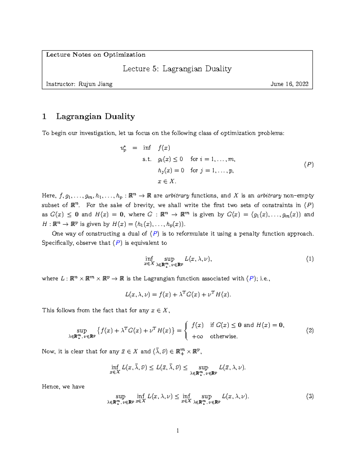 Note5 - optimization note 5 - Lecture Notes on Optimization Lecture 5 ...