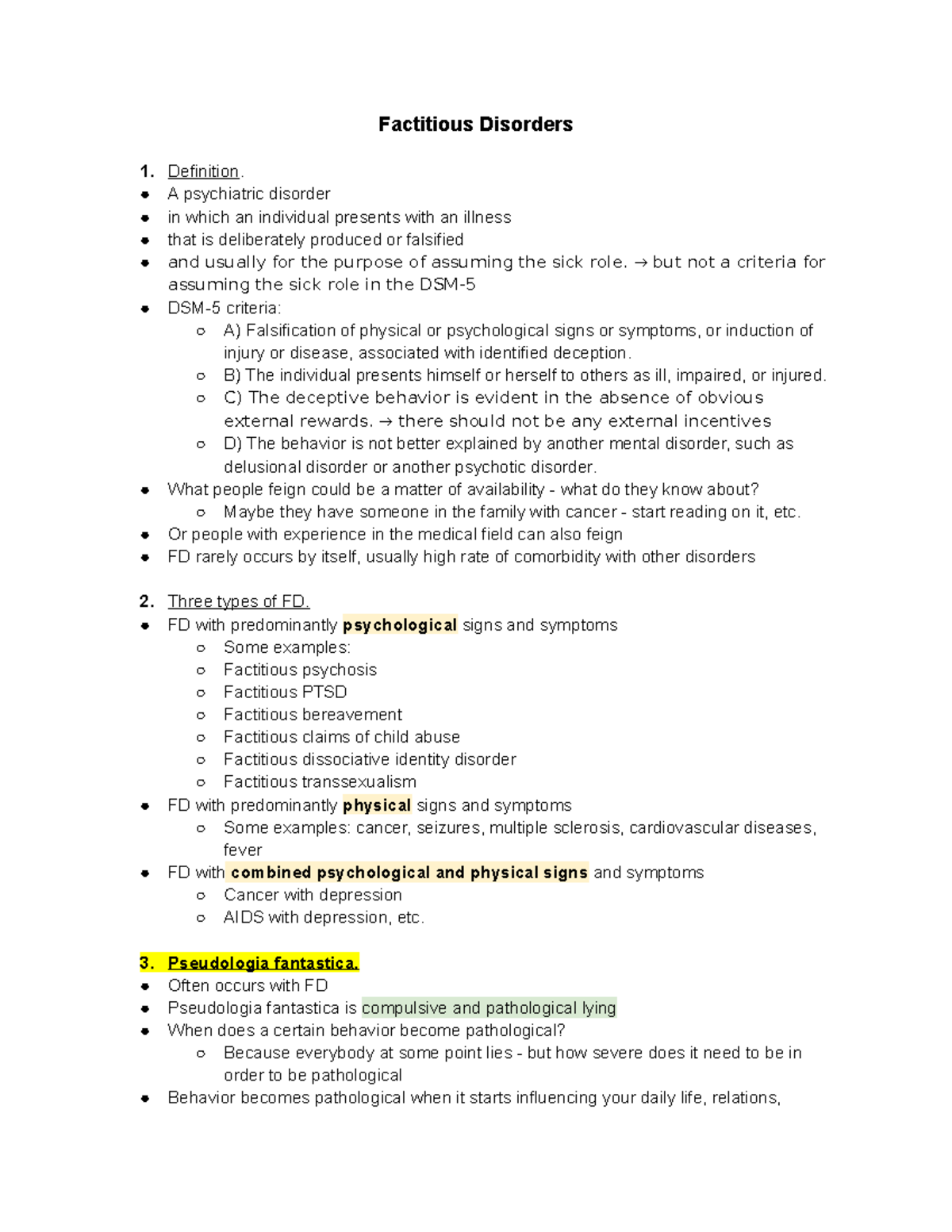 Lecture Factitious Disorders Factitious Disorders Definition. A