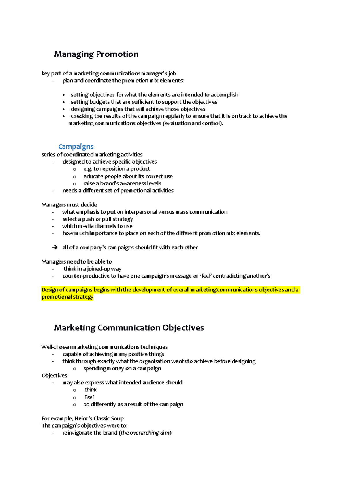 Managing Promotion - Lecture notes IM Notes - Managing Promotion key ...