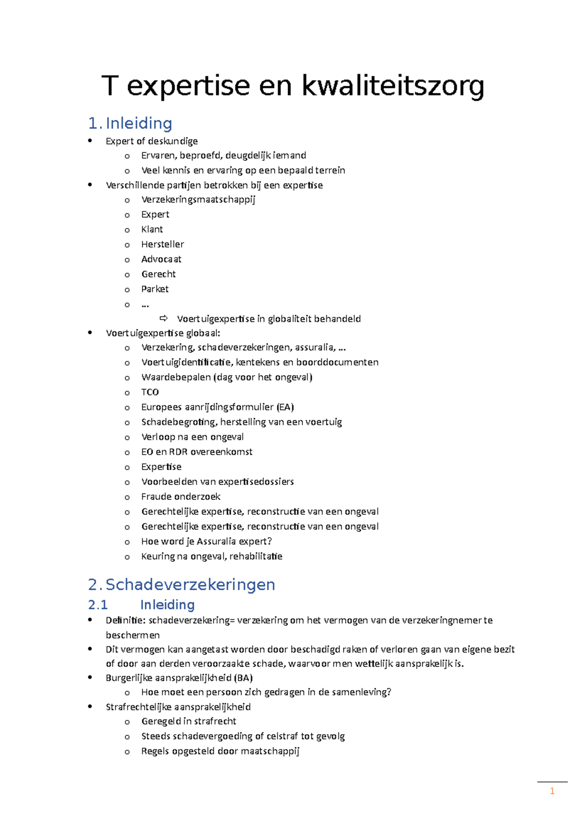 T Expertise En Kwaliteitszorg Samenvatting - T Expertise En ...