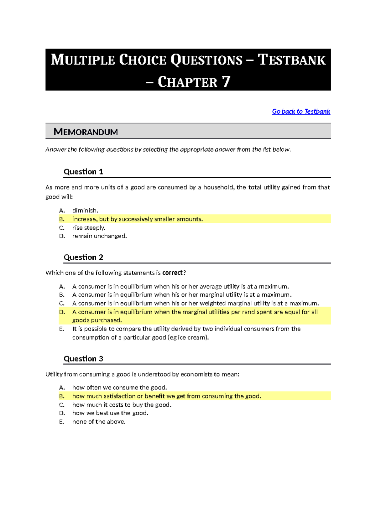 Economics 5 MCQ C7 Memo.docx - MULTIPLE CHOICE QUESTIONS – TESTBANK ...