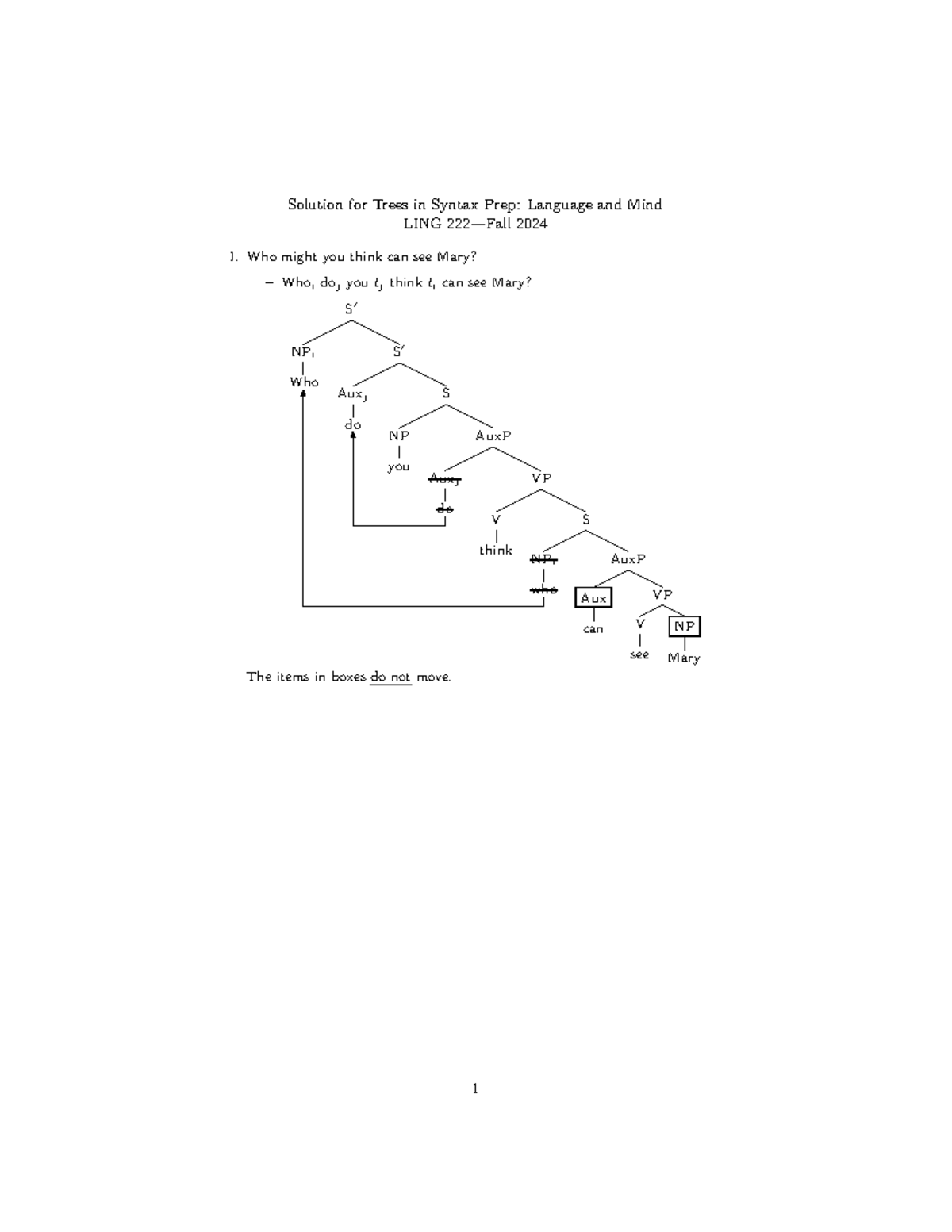 Syntax Prep Solutions - Solution for Trees in Syntax Prep: Language and ...