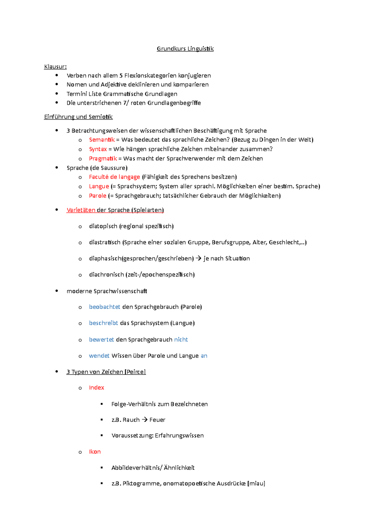 Zusammenfassung Linguistik - Grundkurs Linguistik Klausur: Verben Nach ...