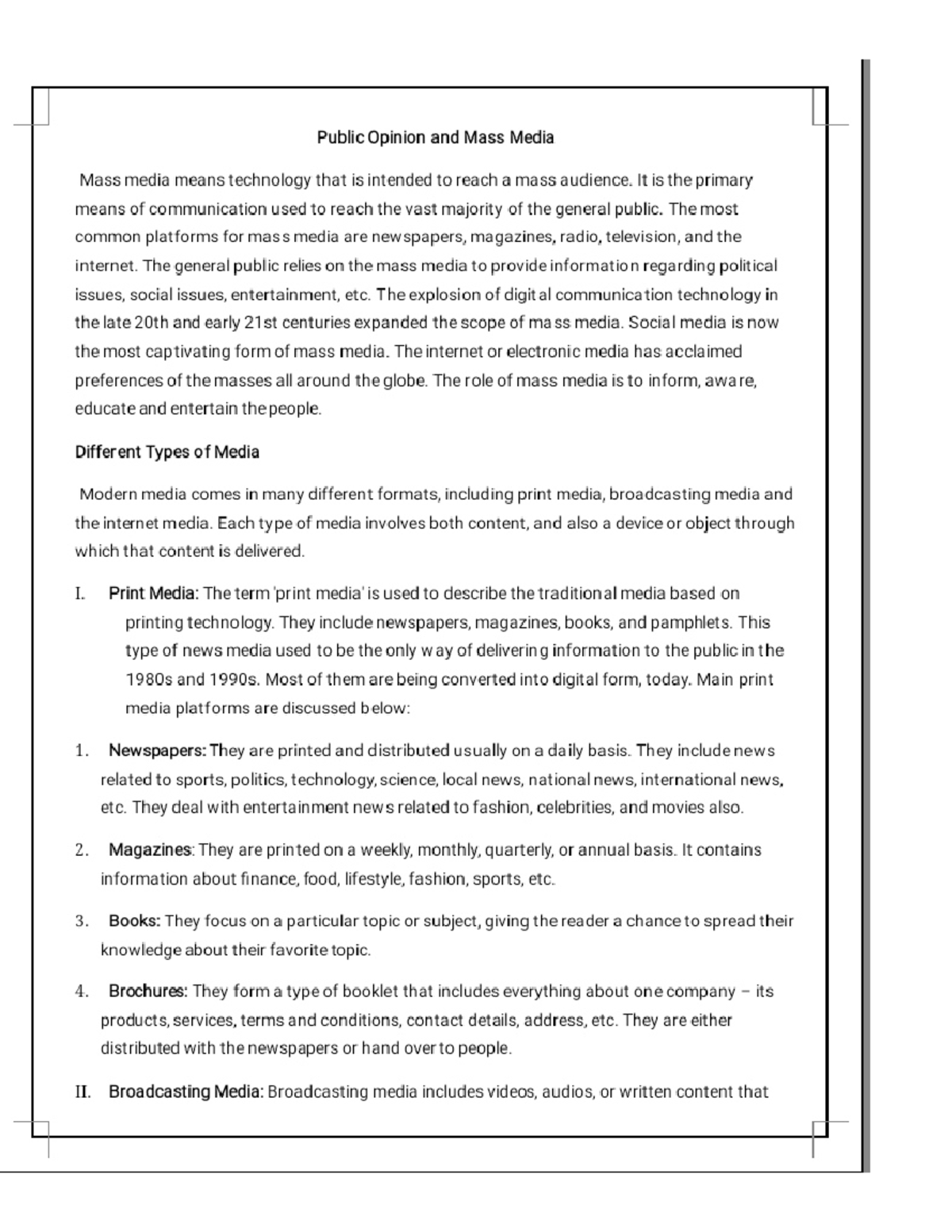 Public opinion and mass media - Principles Of Political Science ...