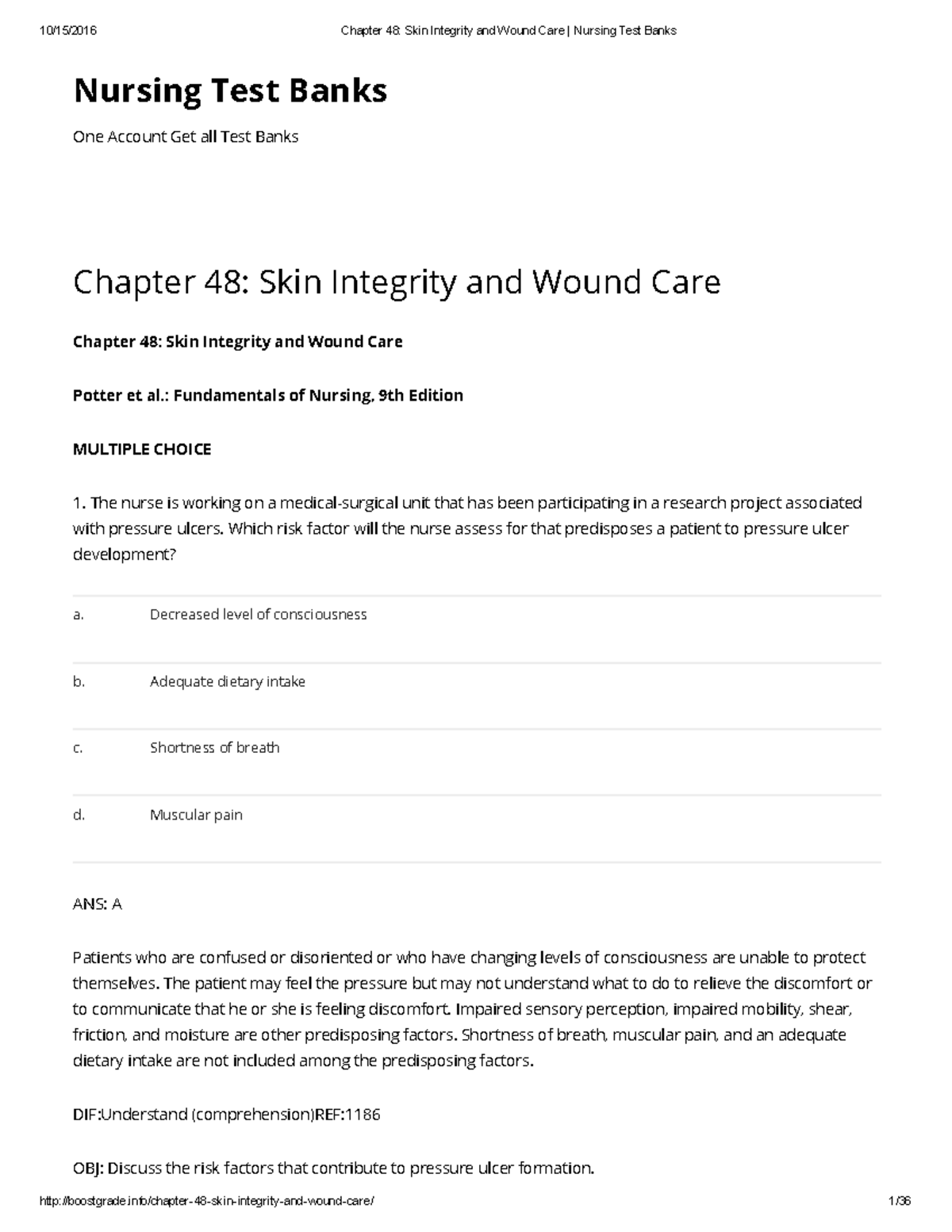 Wound Care Questions Nursing Test Banks One Account Get all Test