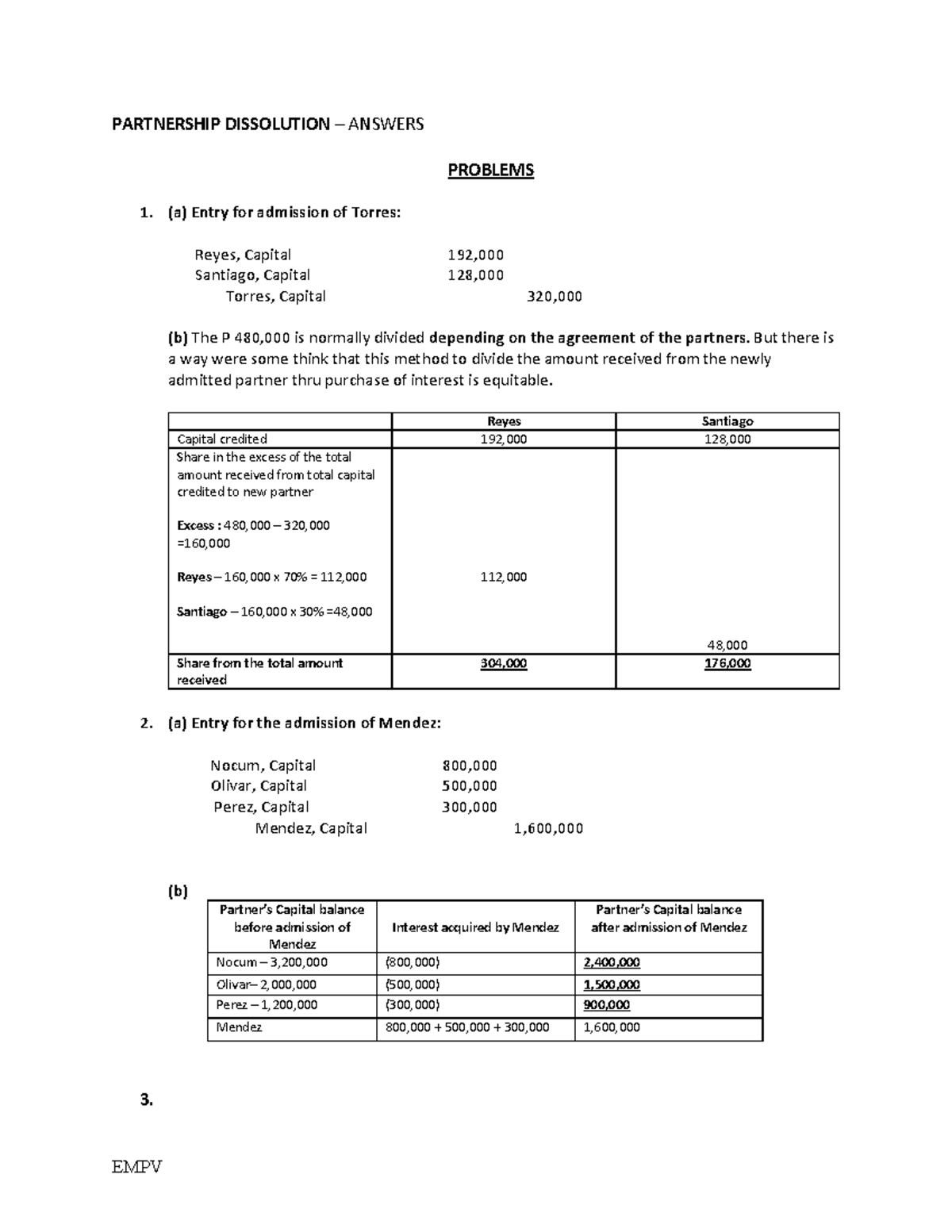 Partnership Dissolution Answers Partnership Dissolution Answers