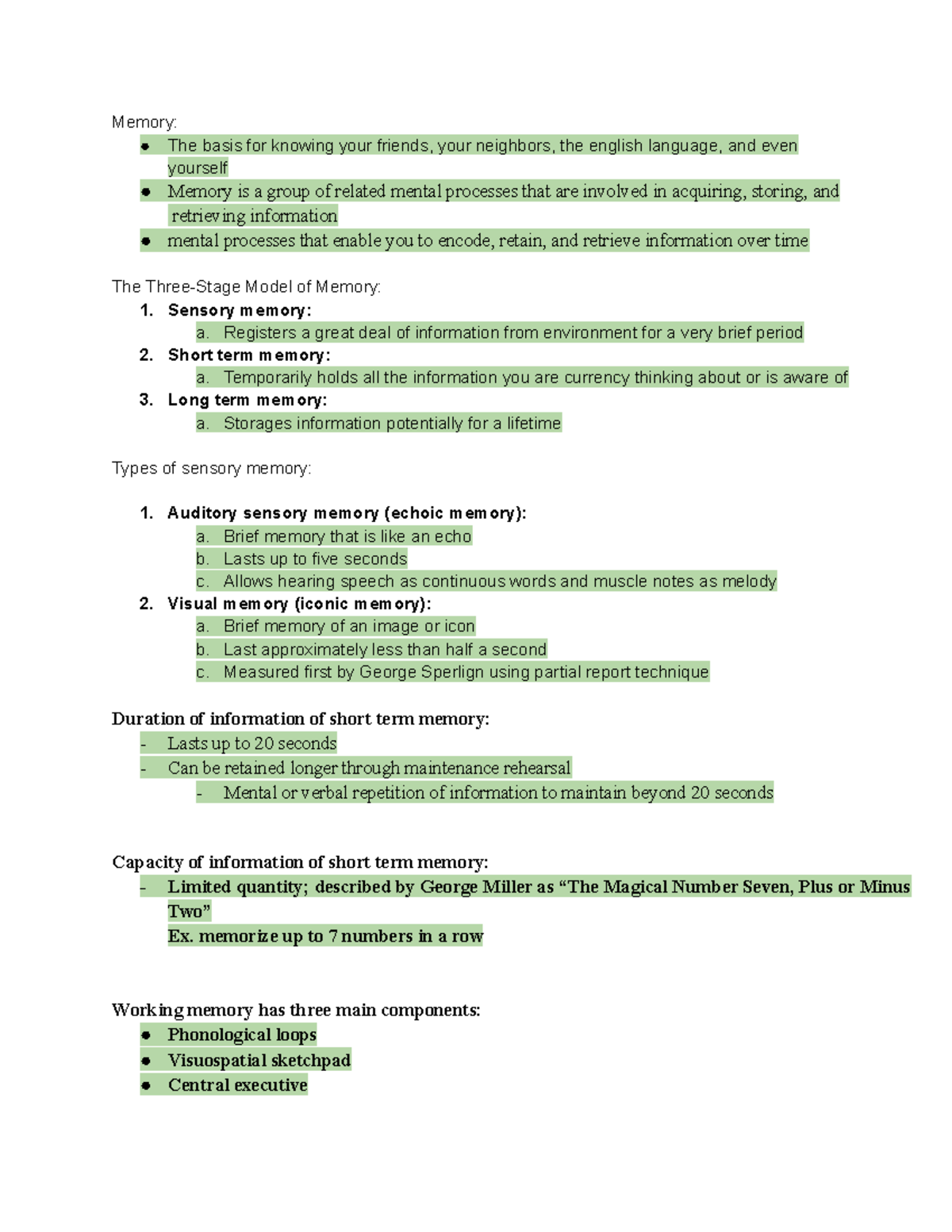 Chapter 6 Psychology Notes - Memory: The basis for knowing your friends ...
