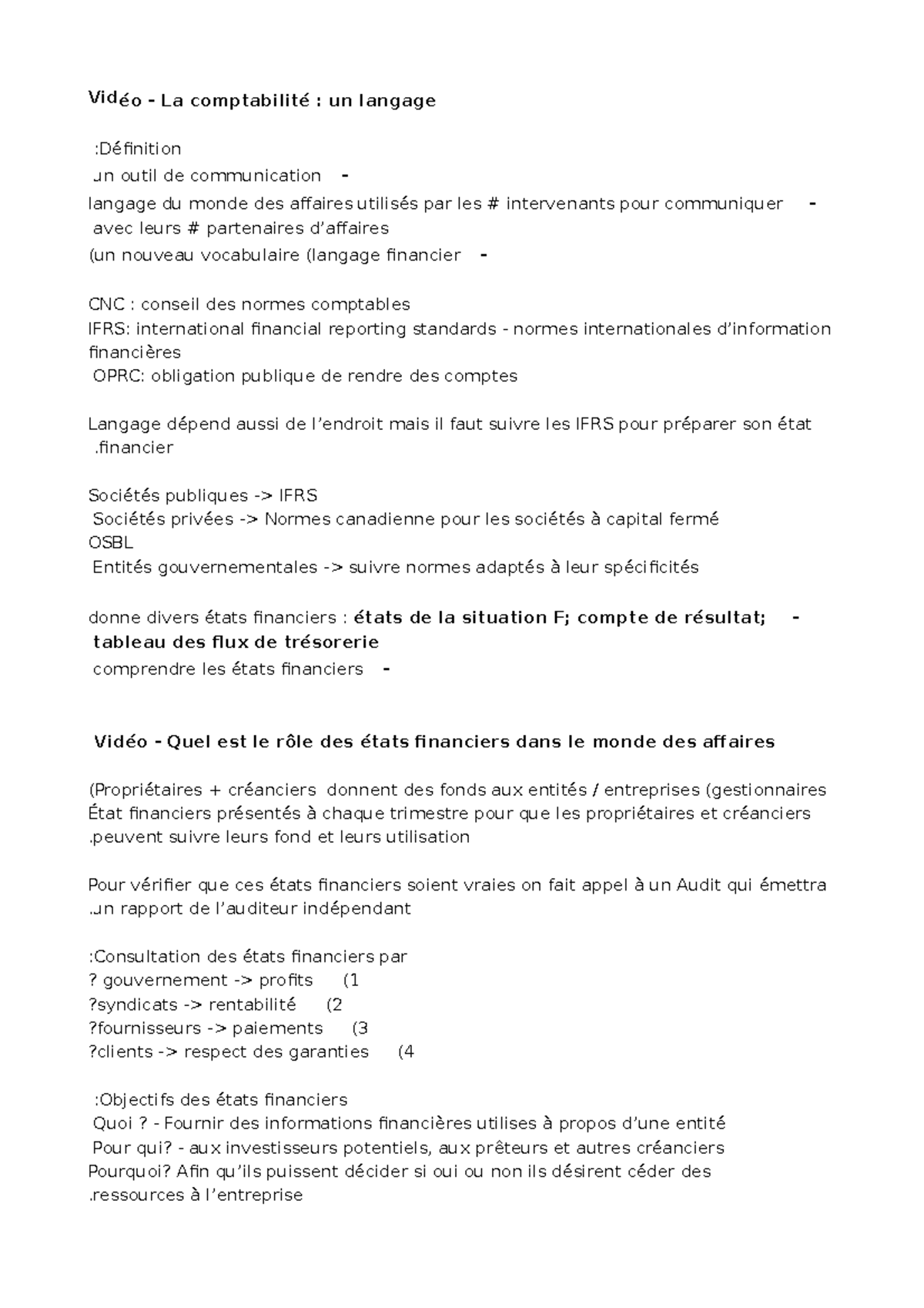 COMP Séance 1 Vidéo La comptabilité un langage Définition un