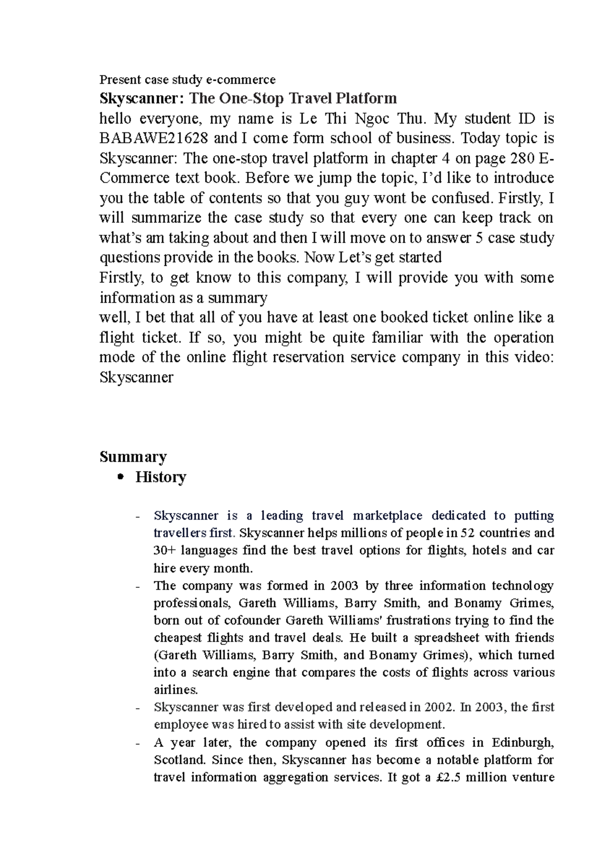 Present case study e tóm tắt bài học Present case study