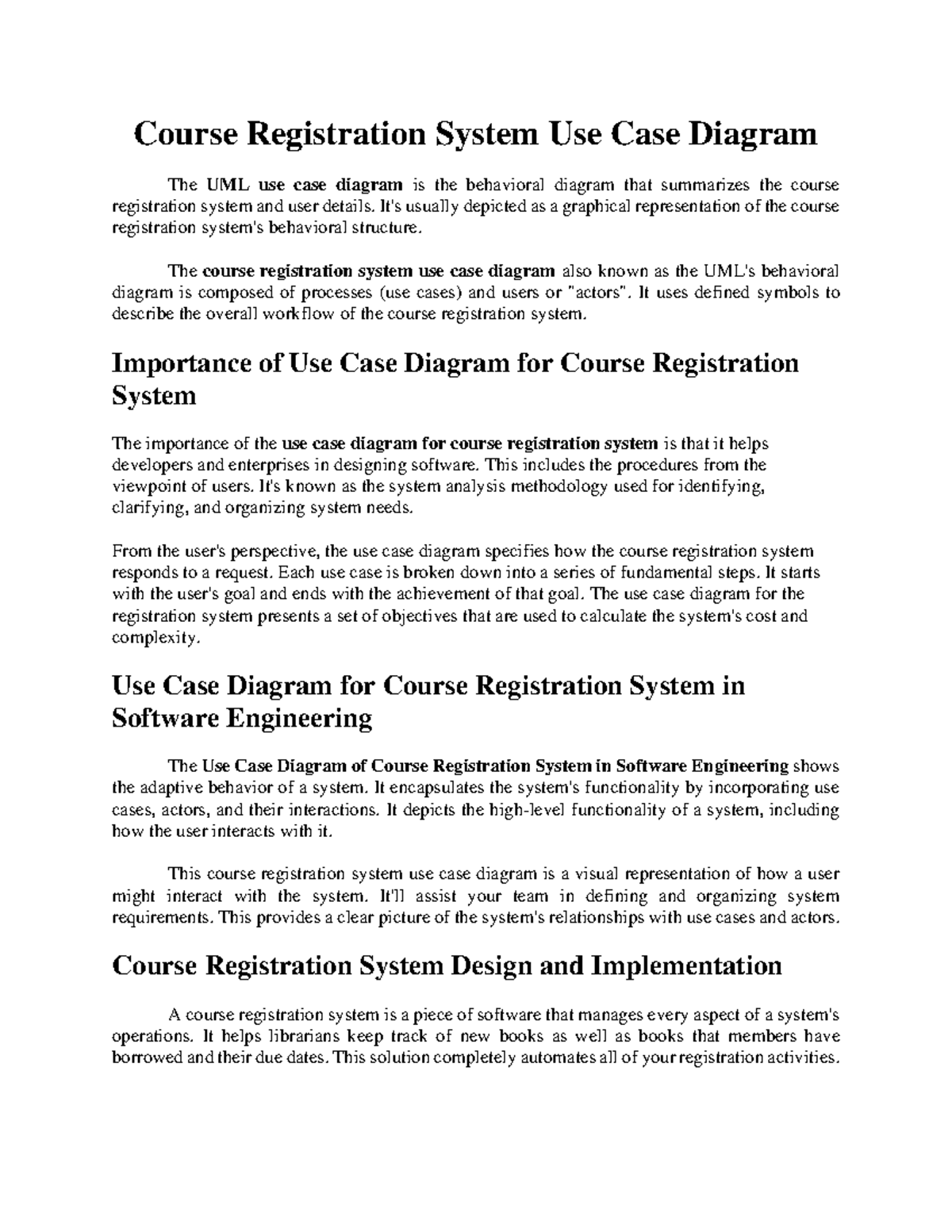 Course Registration System Use Case Diagram Pdf - Course Registration ...