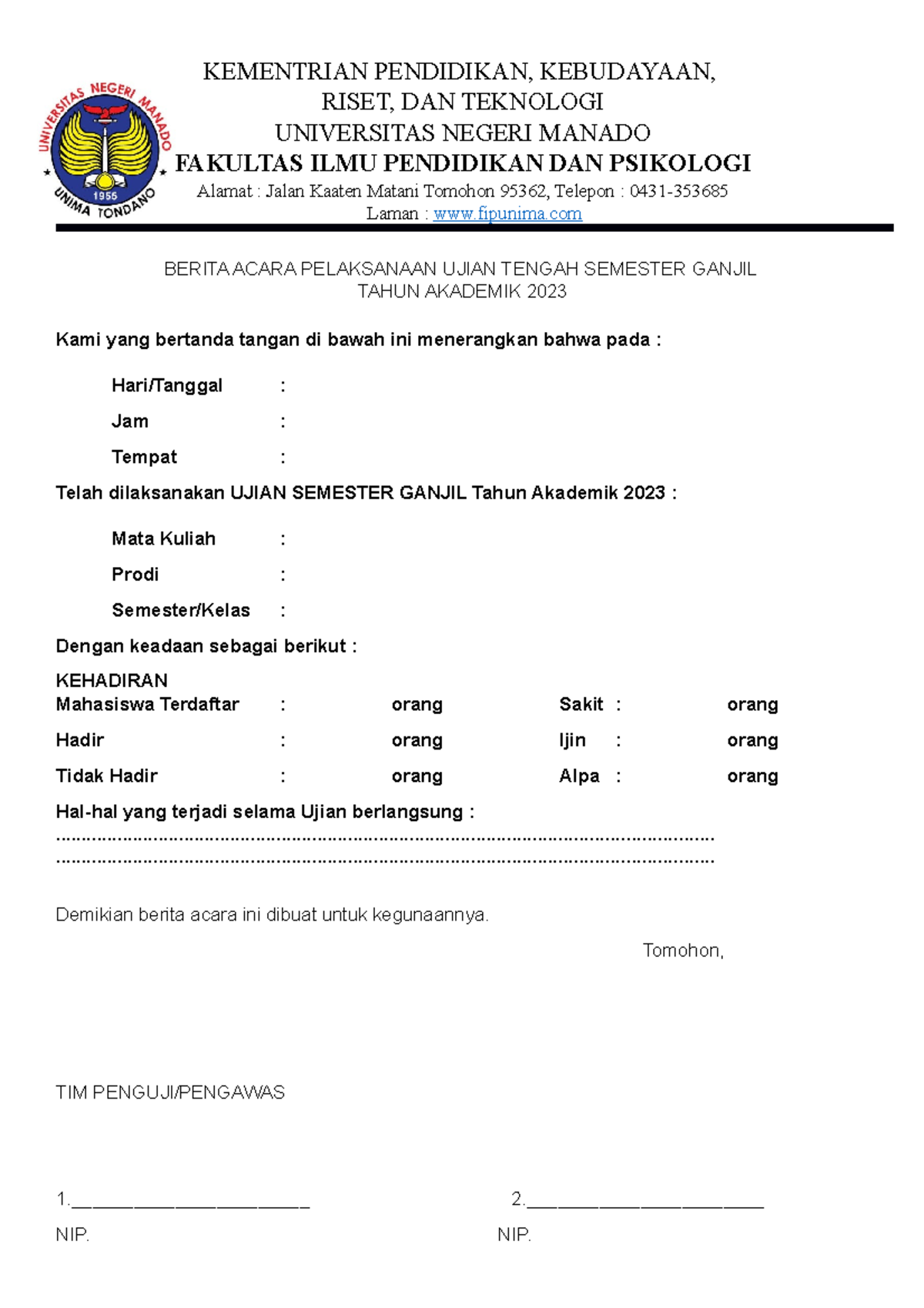 Berita Acara Kelas 2C - KEMENTRIAN PENDIDIKAN, KEBUDAYAAN, RISET, DAN ...