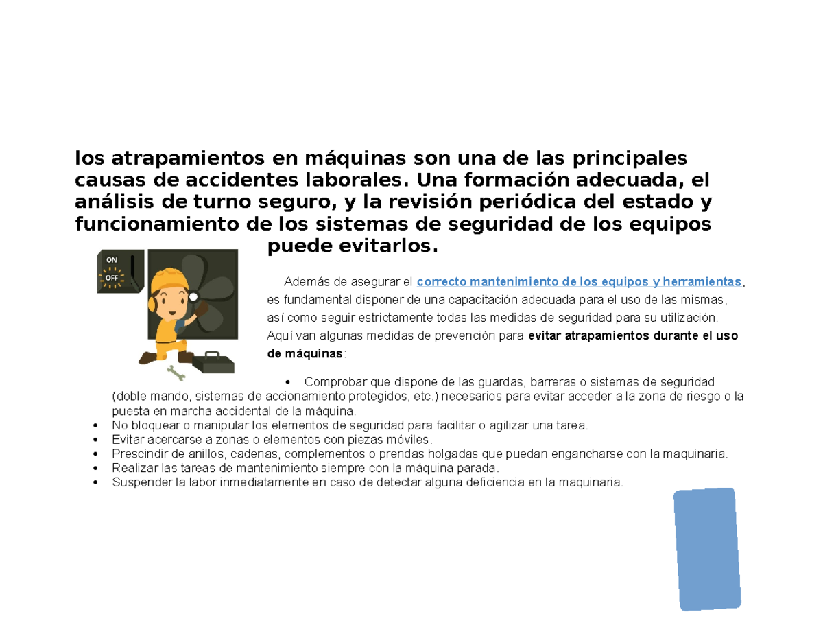 Atrapamientos Resumen Seguridad Los Atrapamientos En M quinas Son 