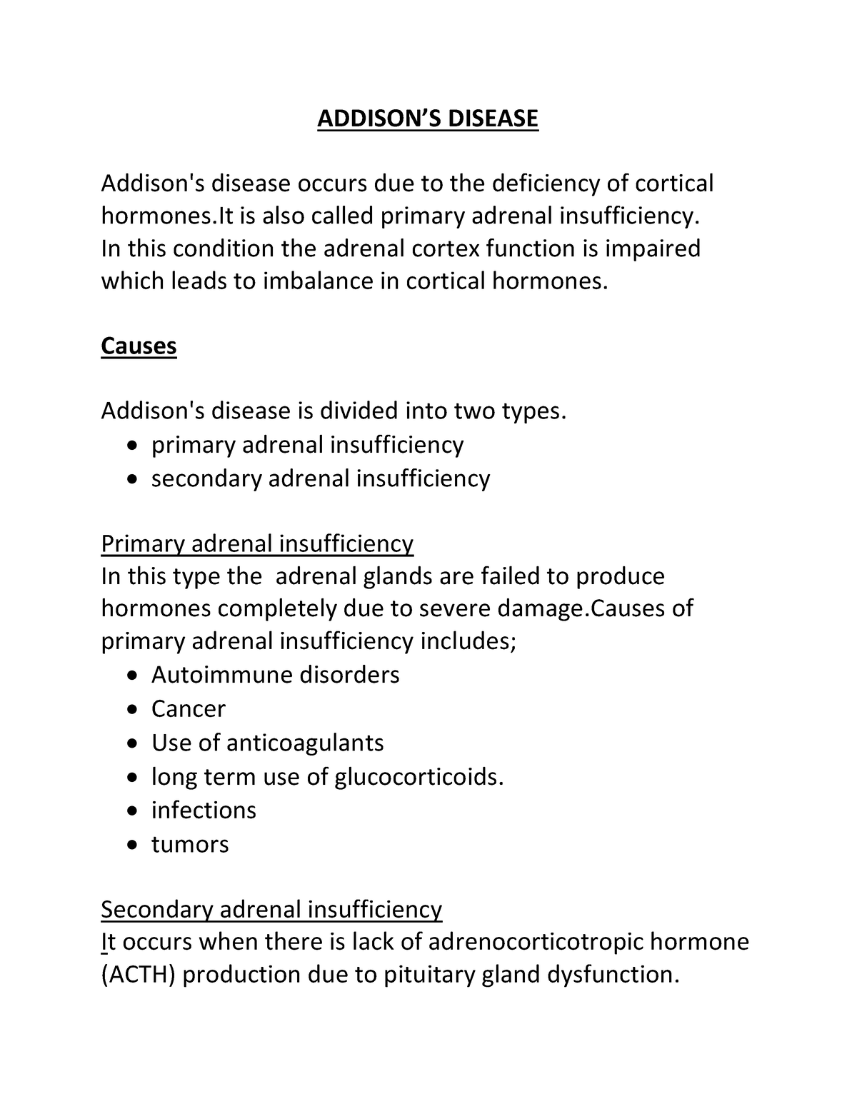 addison's disease research paper