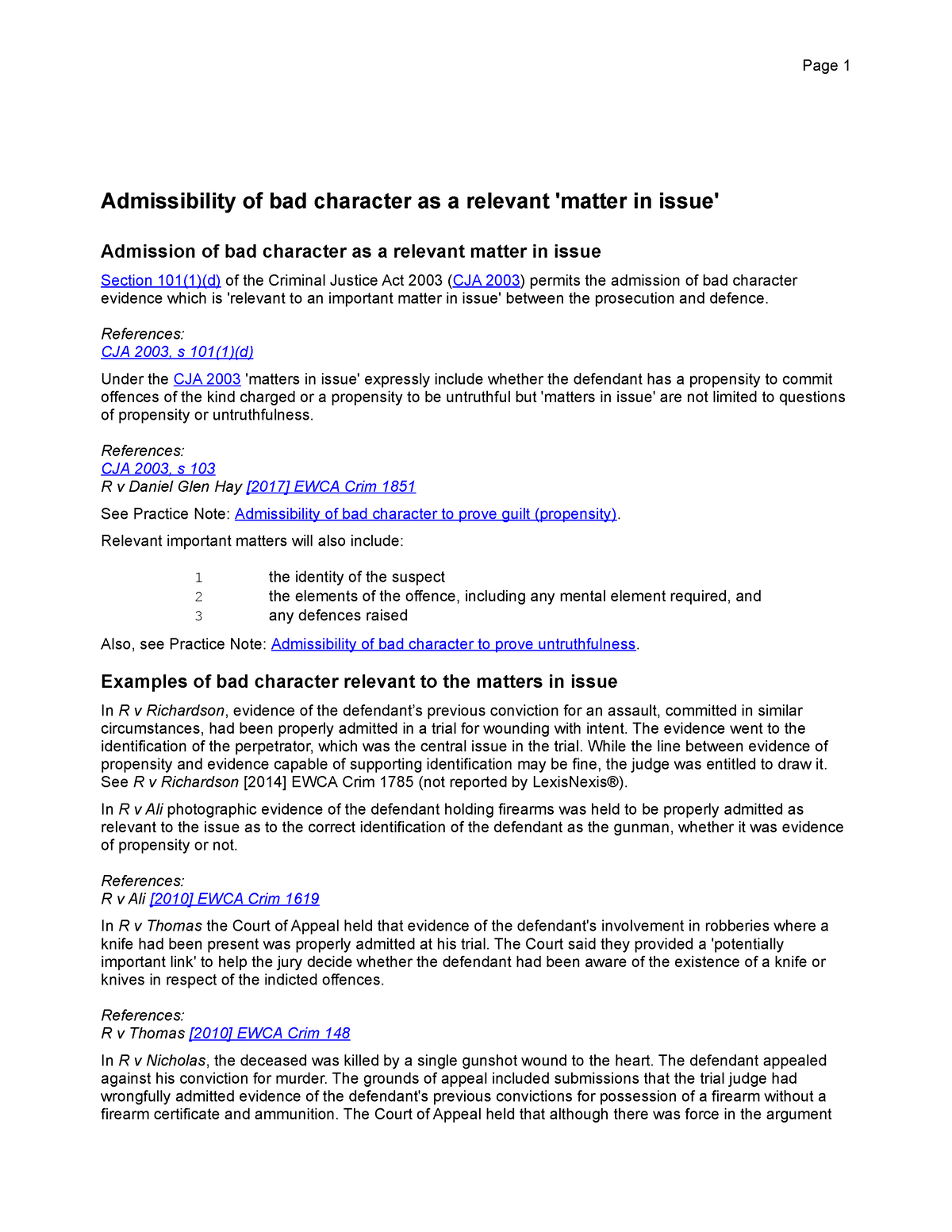 admissibility-of-bad-character-as-a-relevant-references-cja-2003-s