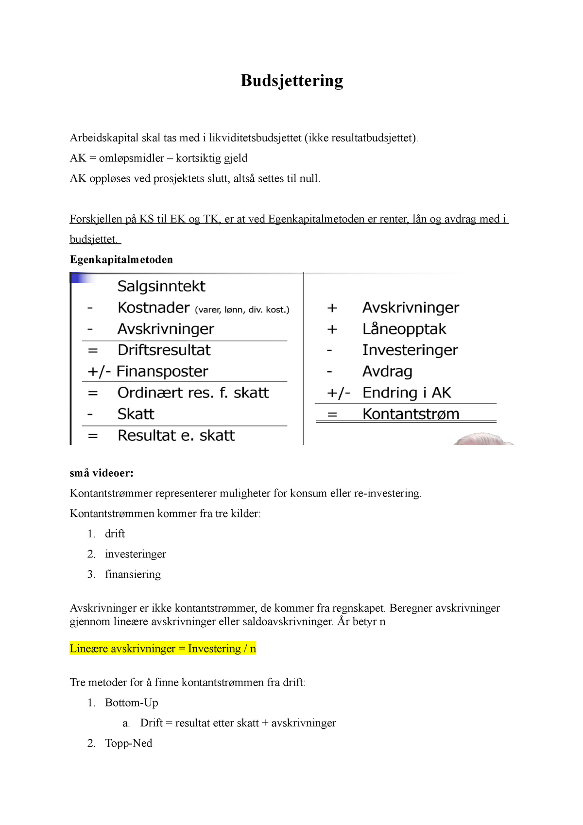 1 - Budsjettering - Sammendrag Av Enkeleksamen Del 1 - Budsjettering ...