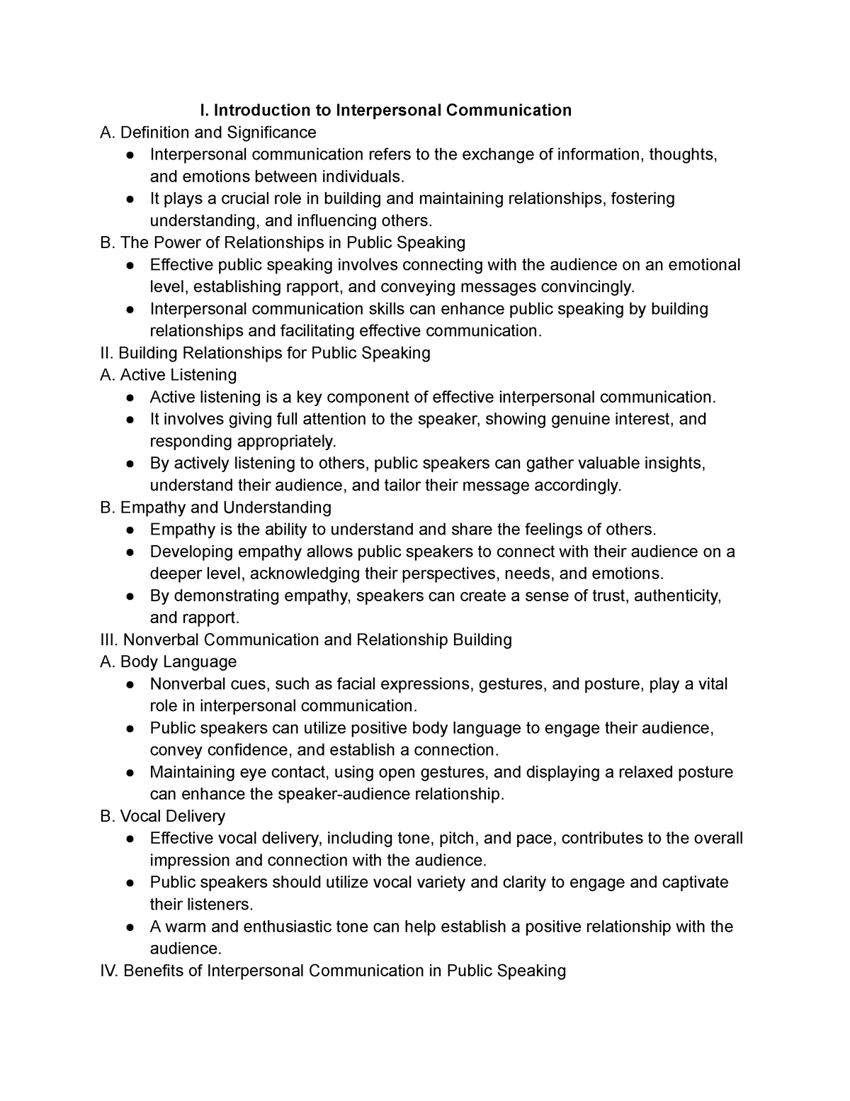 introduction to interpersonal communication essay