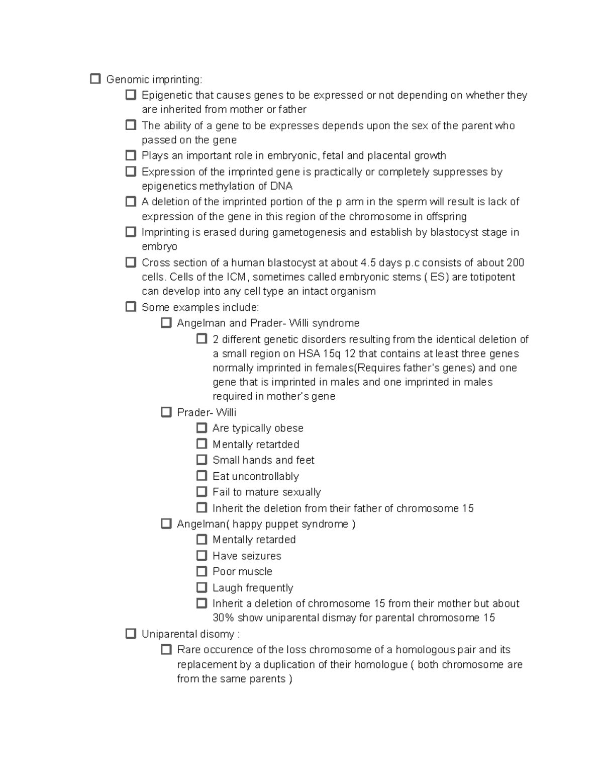 Lecture 5 genetics - during class notes - Genomic imprinting ...