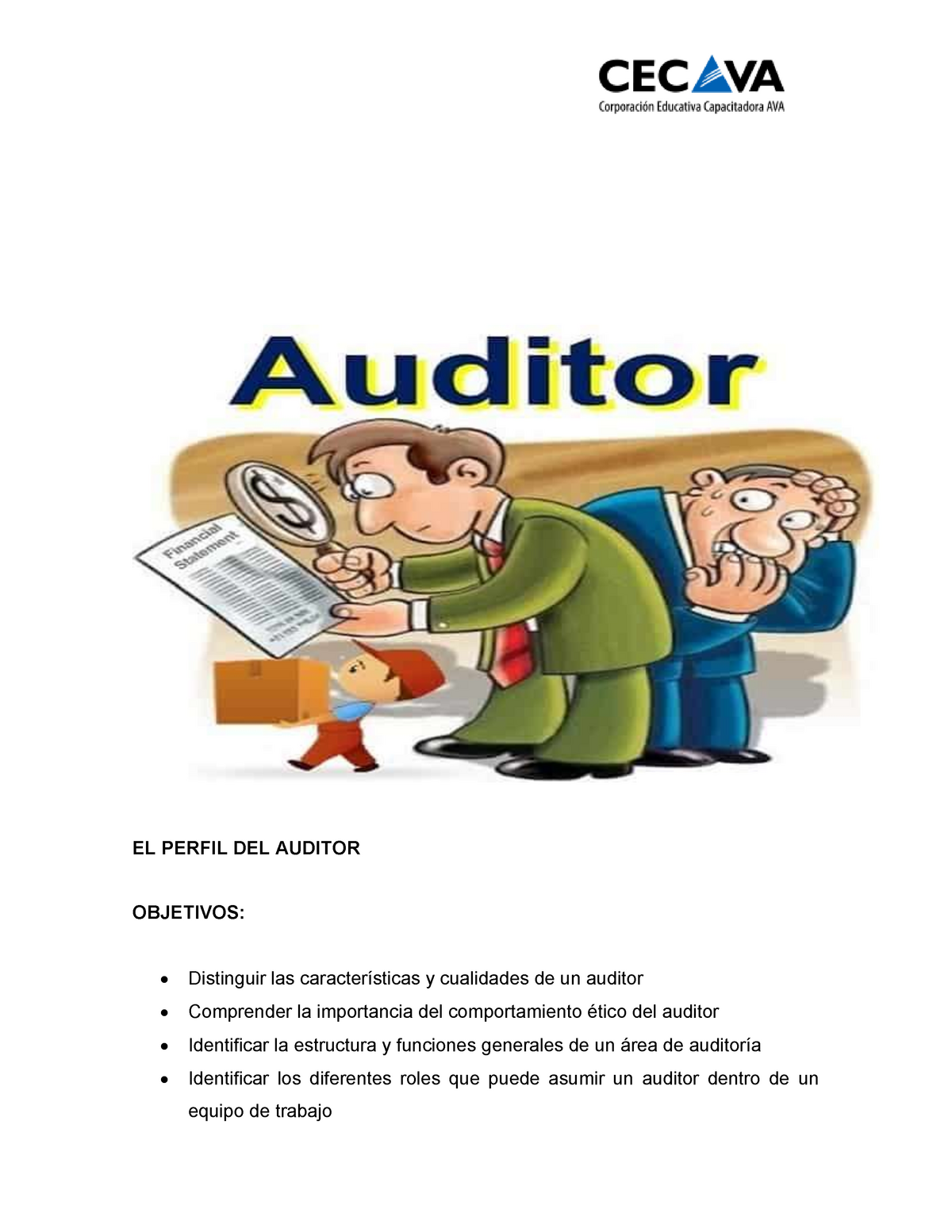 Tema1 El Perfil Del Auditor Objetivos Distinguir Las Características