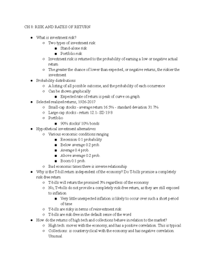 FIN 320-WEEK 10 Notes - stock and their valuation - CHAPTER 9: STOCK ...