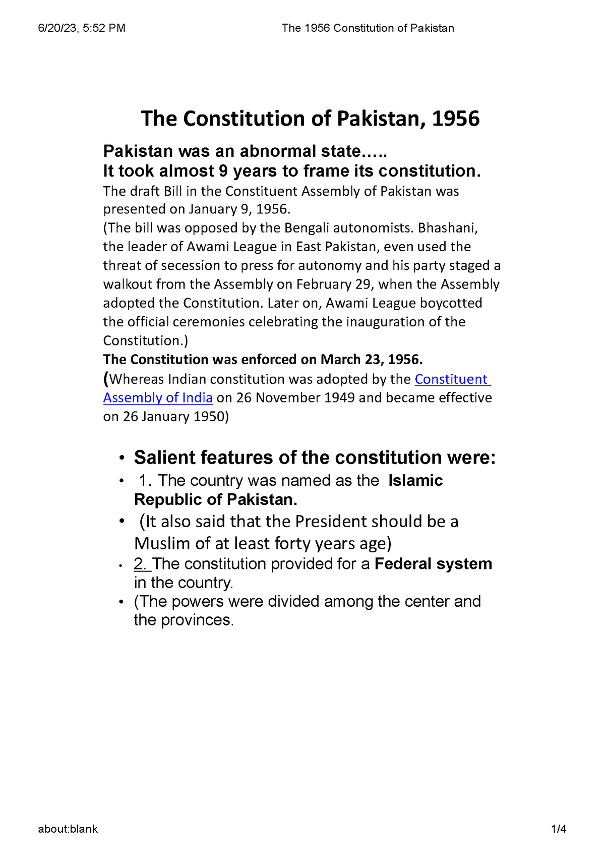 The 1956 Constitution Of Pakistan - .... It Took Almost 9 Years To ...