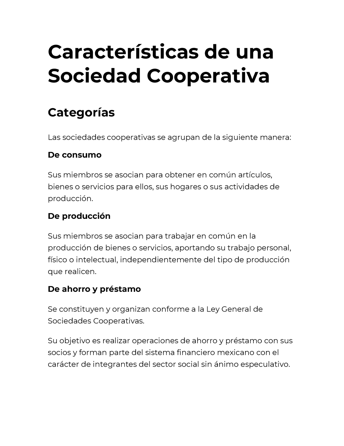 Sociedad Cooperativa Características De Una Sociedad Cooperativa Categorías Las Sociedades 7594