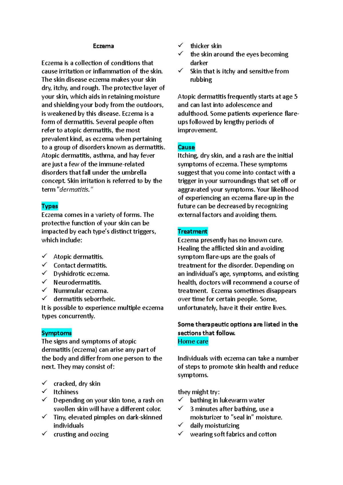 Eczema - Eczema Eczema is a collection of conditions that cause ...