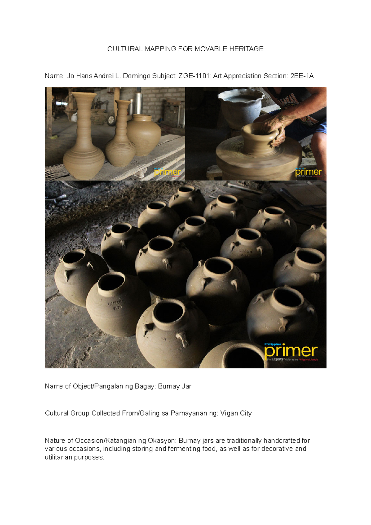 Cultural Mapping For Movable Heritage CULTURAL MAPPING FOR MOVABLE