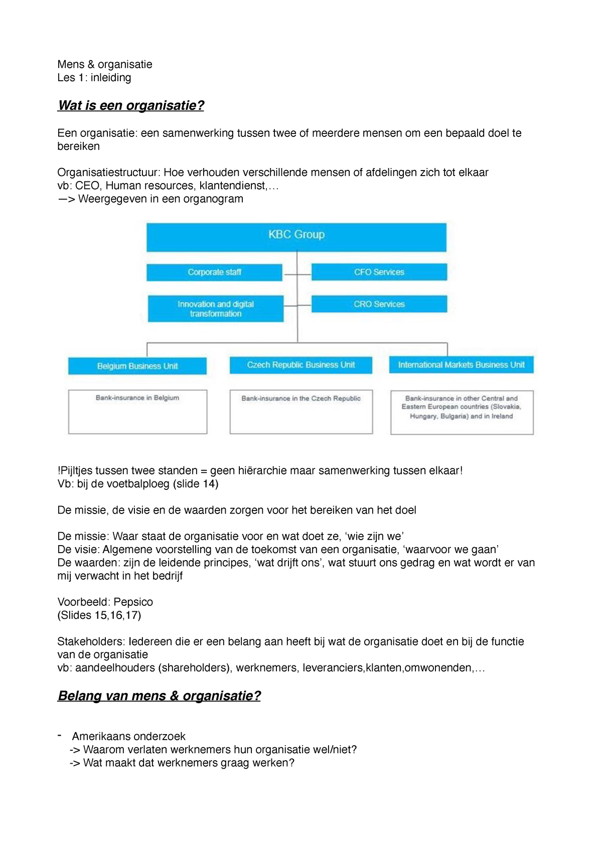 Mens & Organisatie Les 1 - Mens & Organisatie Les 1: Inleiding Wat Is ...