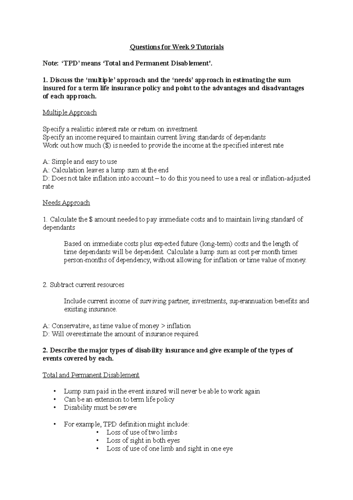 Week 9 S - Questions for Week 9 Tutorials Note: ‘TPD’ means ‘Total and ...