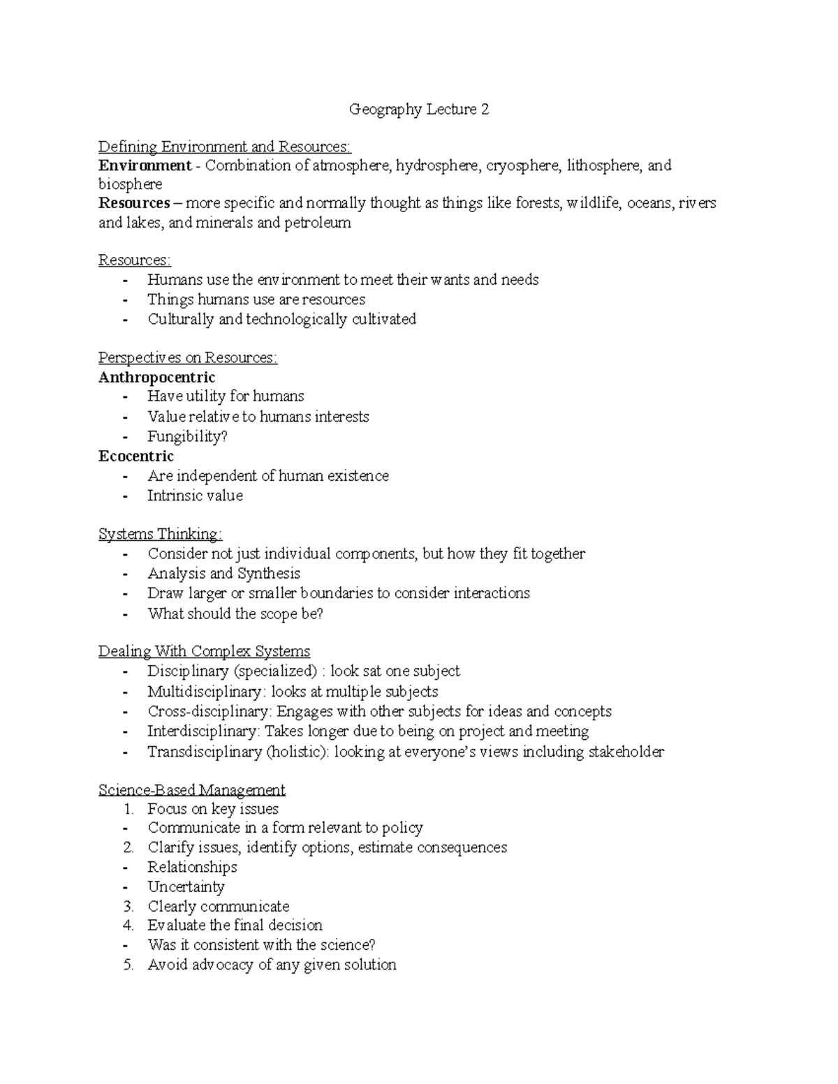 Geography Lecture 2 Focus on key issues Communicate in a form