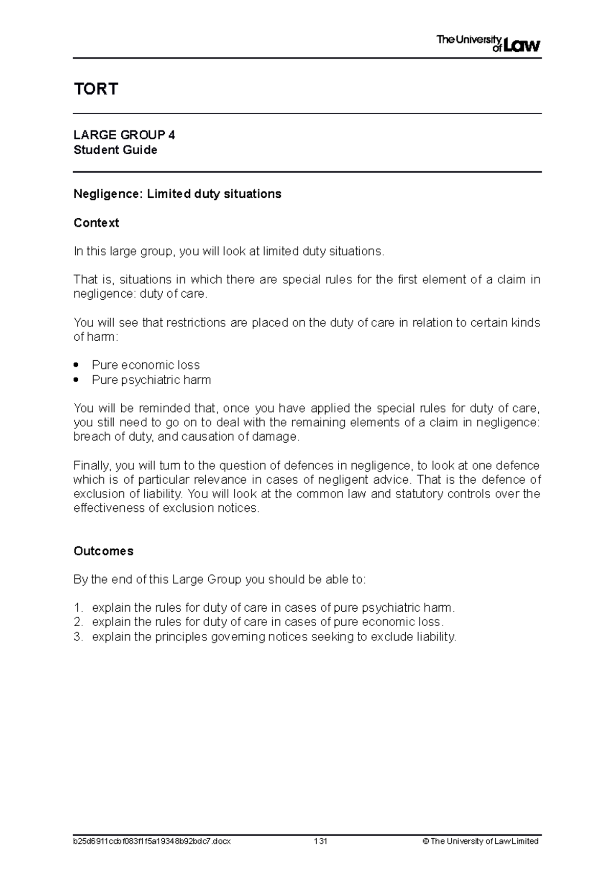 Tort large group 4 - tort lecture 4 notes - TORT LARGE GROUP 4 Student ...