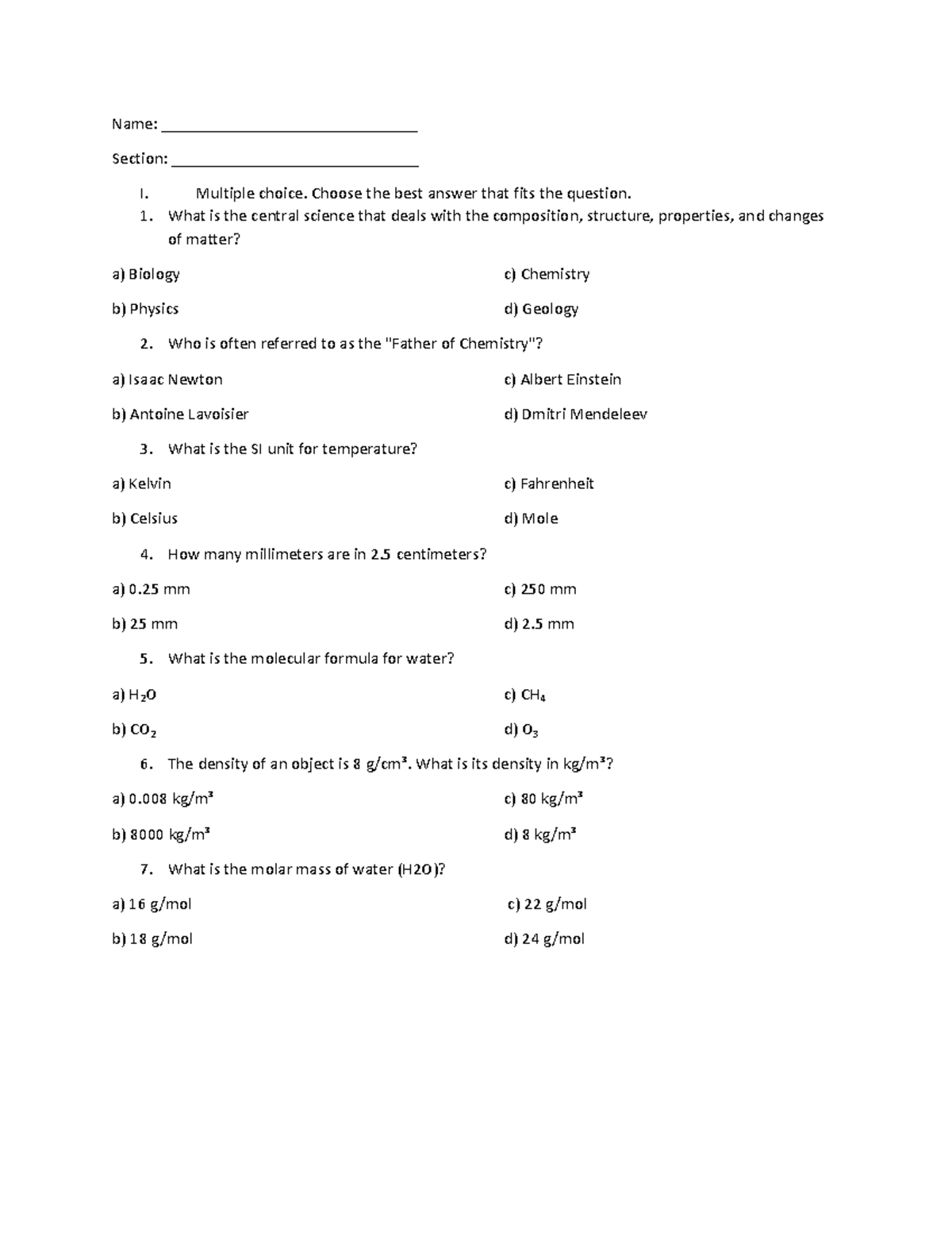 LE#1 ver 2-6 - CHEMISTRY - Name: ______________________________ Section ...