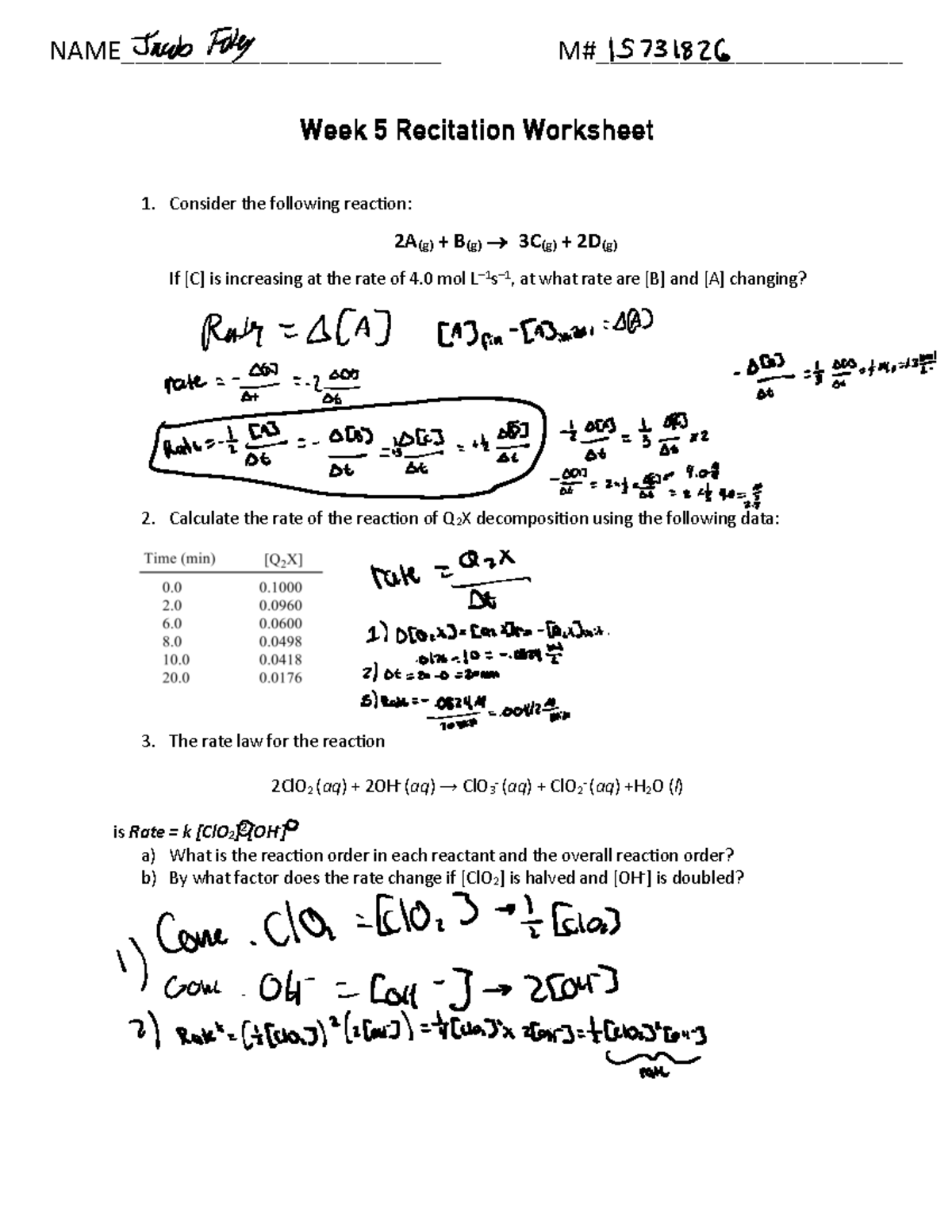 Week+5 - Recetation - Week 5 Recitation Worksheet 1. Consider the ...