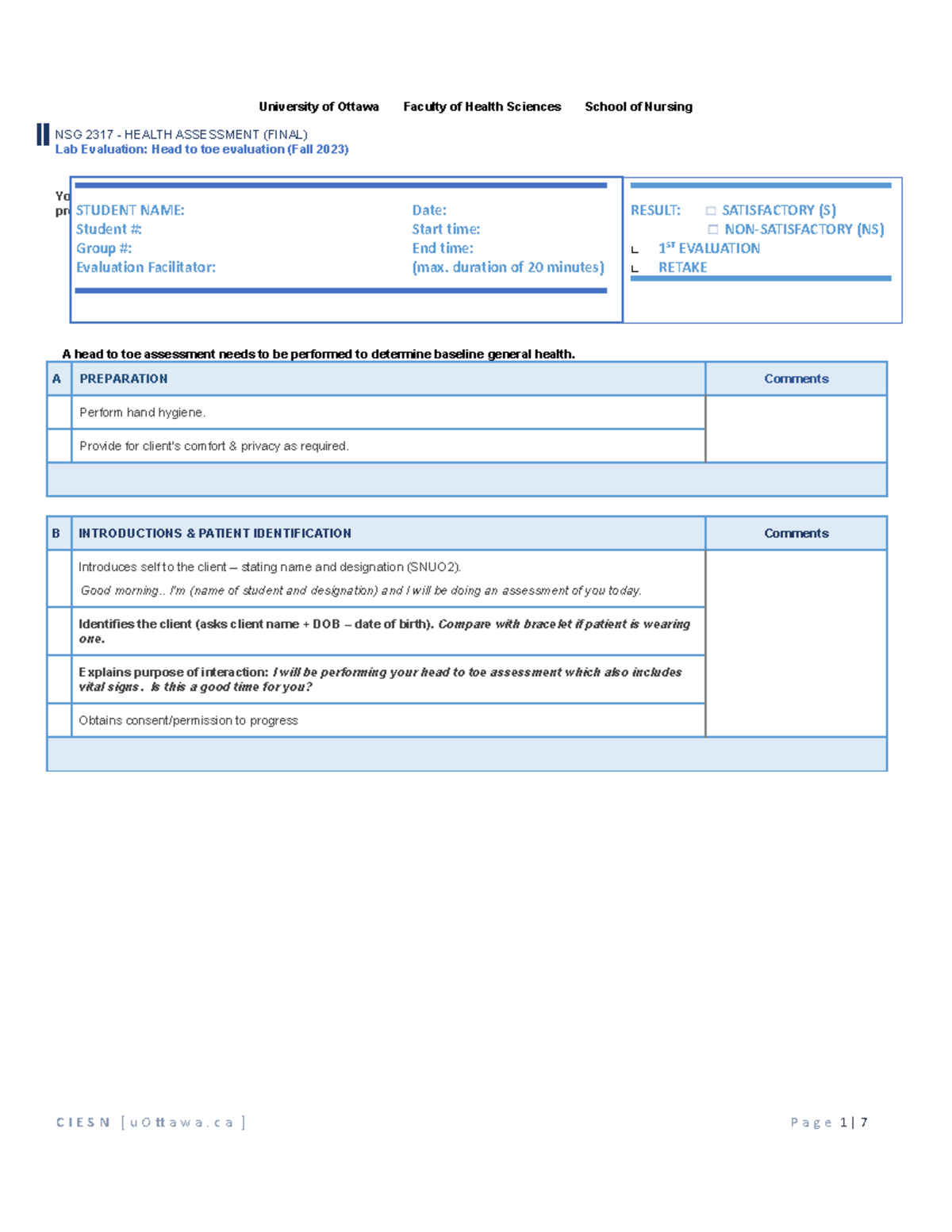 Final LAB rubric - University of Ottawa Faculty of Health Sciences ...