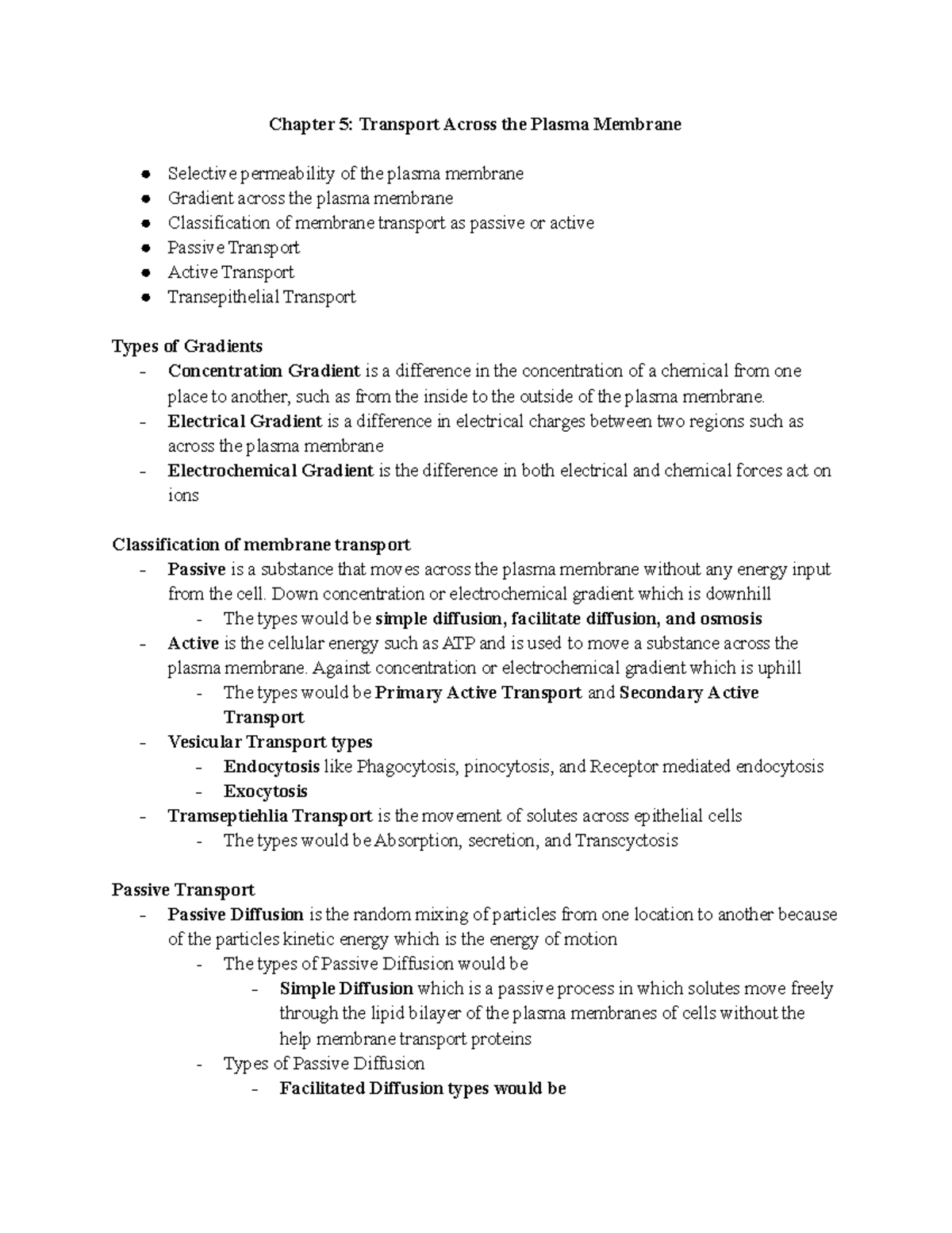 Chapter 5 Transport Across the Plasma Membrane Physiology Notes ...