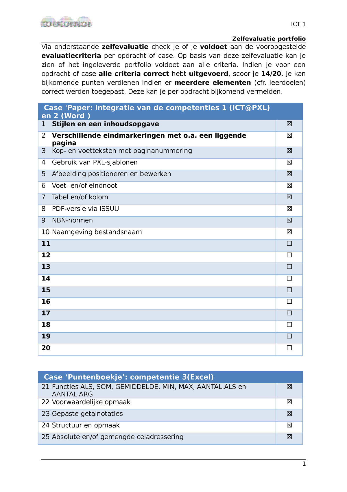 Yoran Brouwer 21-08-2023 Zelfevaluatie Portfolio ICT 1 - ICT 1 ...