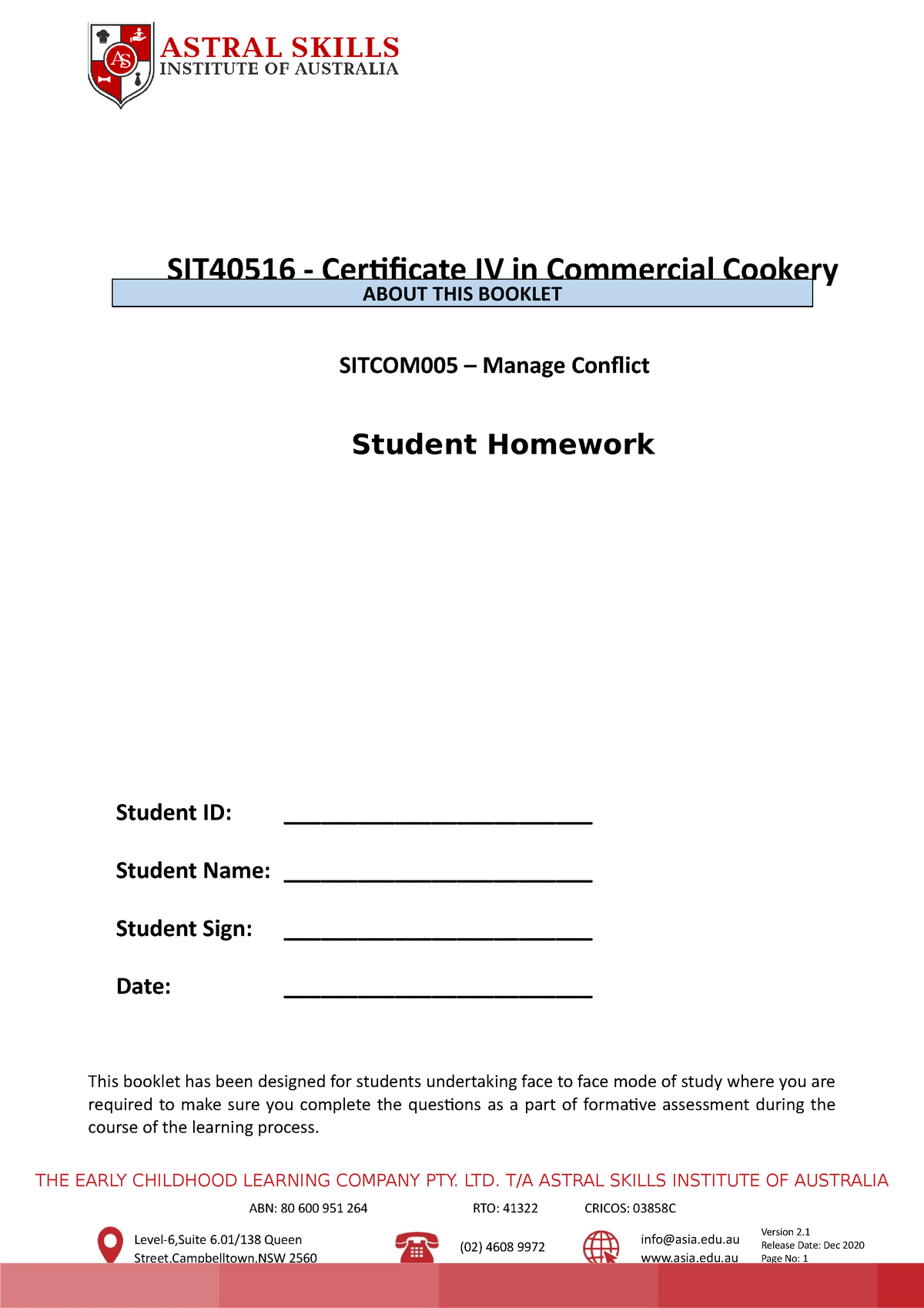 V2 Sitxcom 005- Manage Conflict Student Homework - THE EARLY CHILDHOOD ...