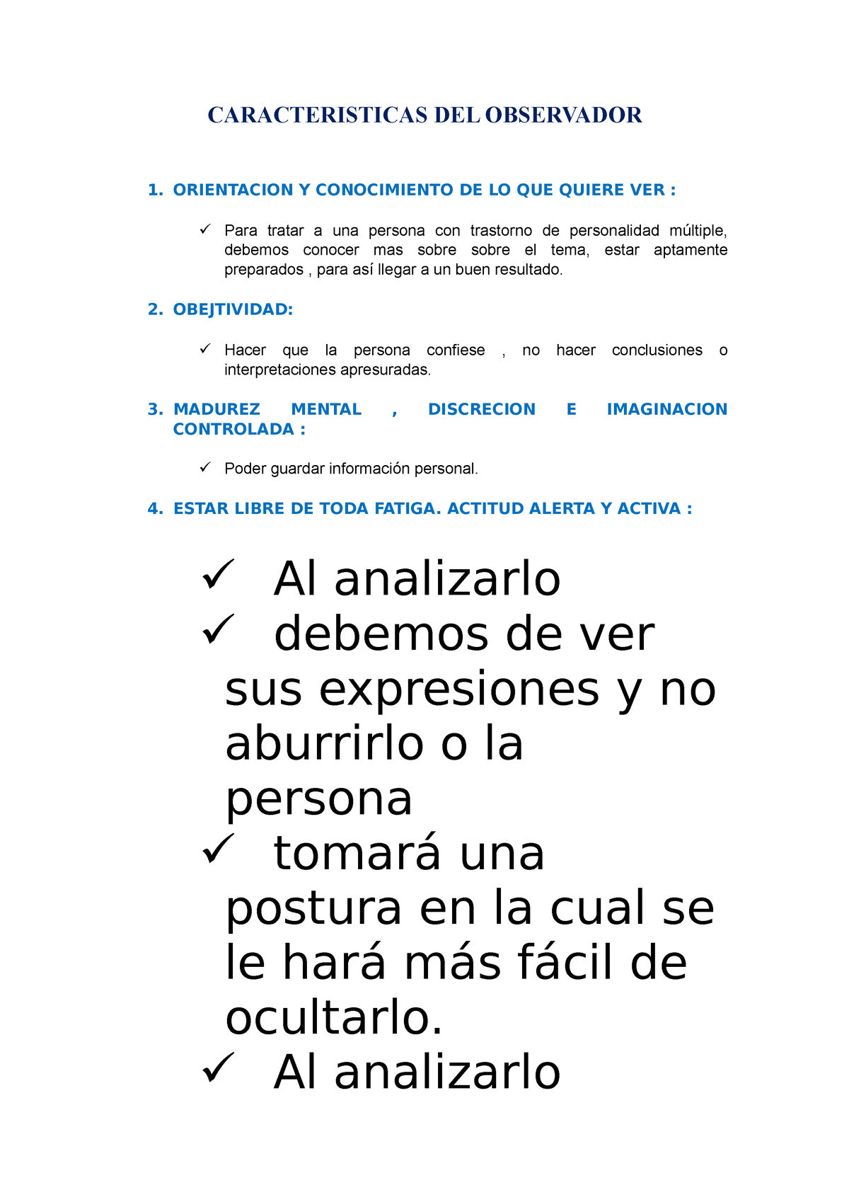 Caracteristicas De Un Observador Caracteristicas Del Observador 1