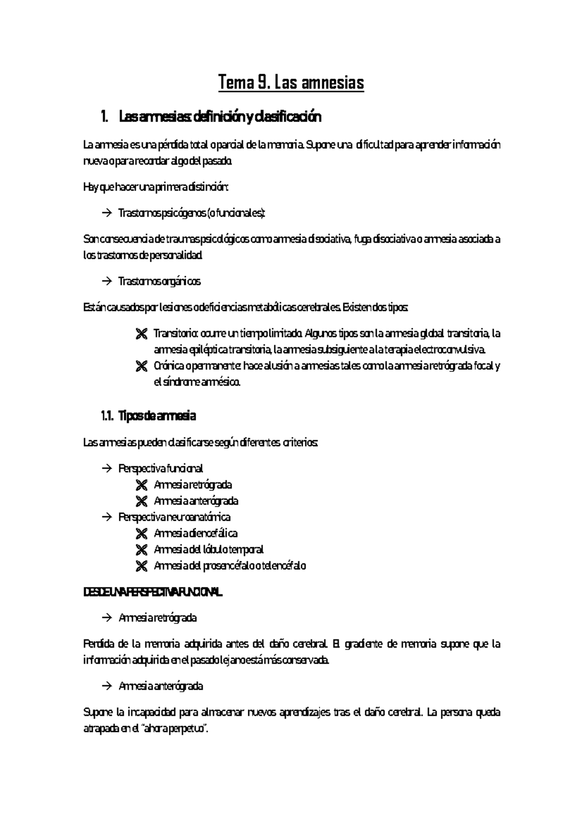 Tema 9 Memoria Apuntes 9 Tema 9 Las Amnesias 1 Las Amnesias