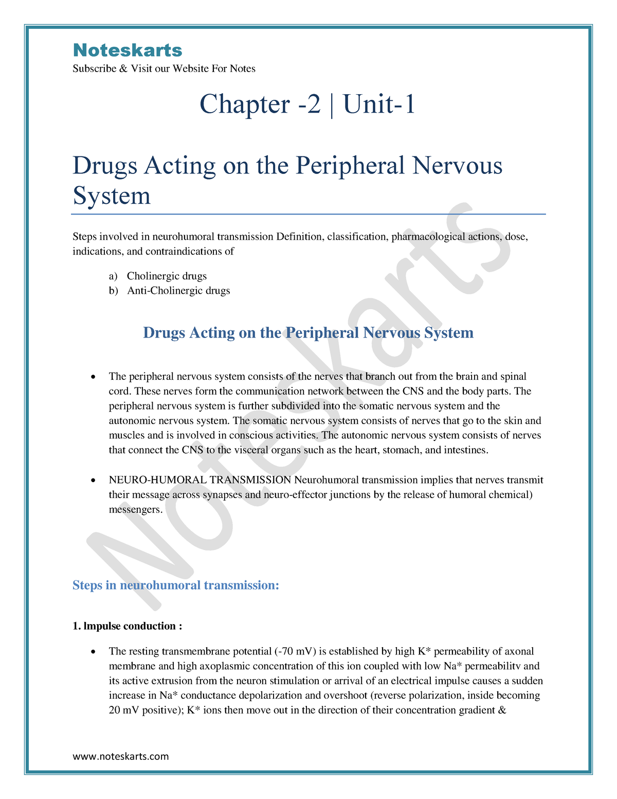 Chapter 2 Pharmacology Complete Notes By Noteskarts Acc To ER20 ...