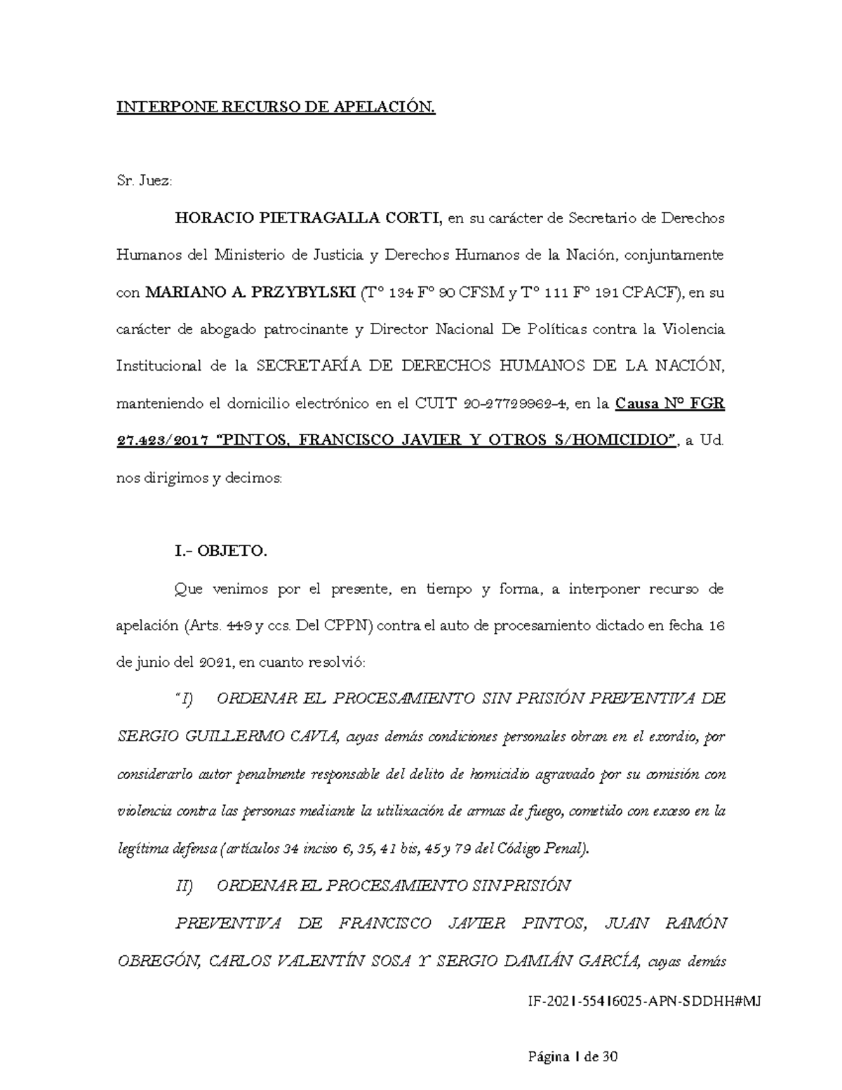 Apelacion Contra Procesamientos Junio 2021 - INTERPONE RECURSO DE ...