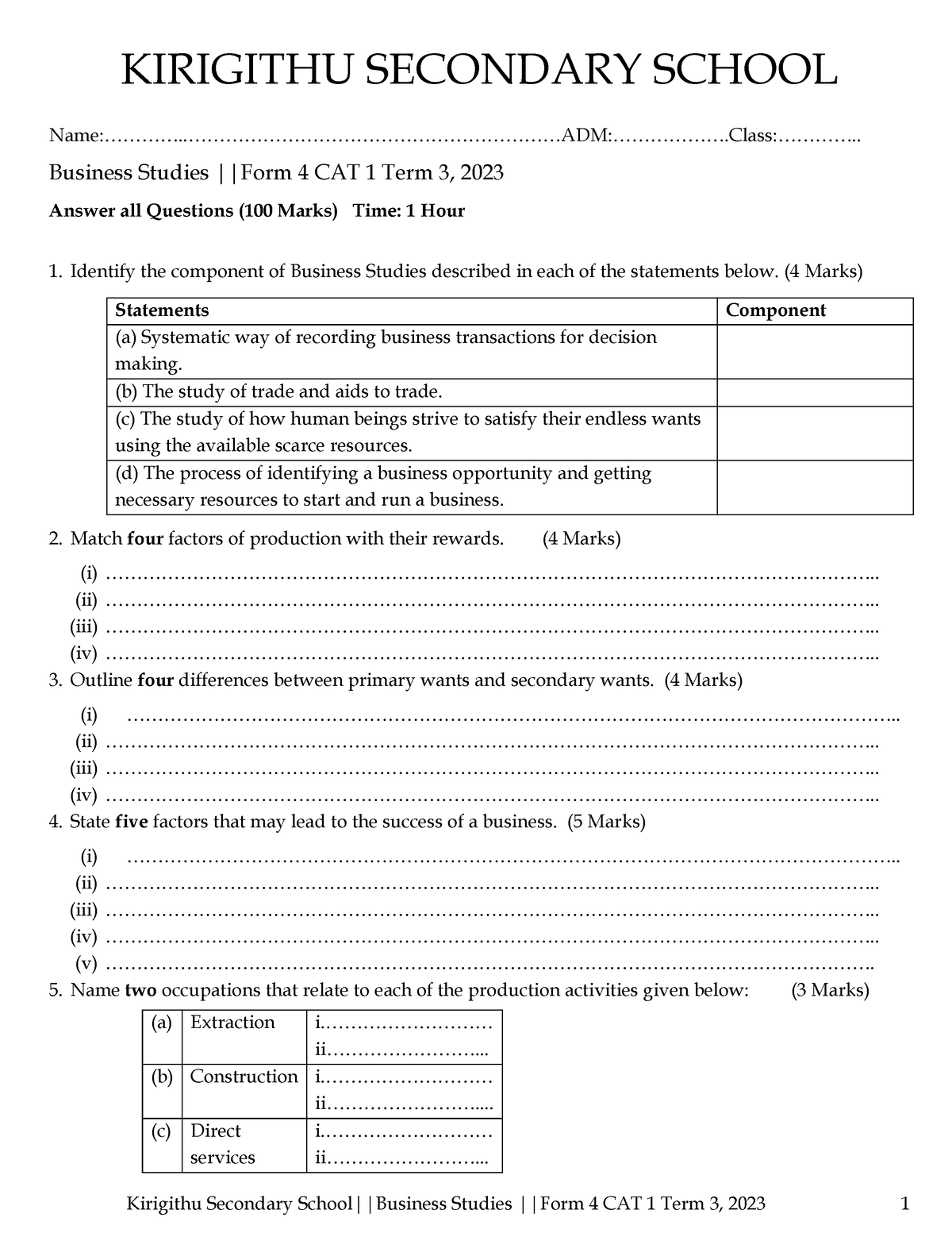 form-4-cat-1-2023-business-management-studocu