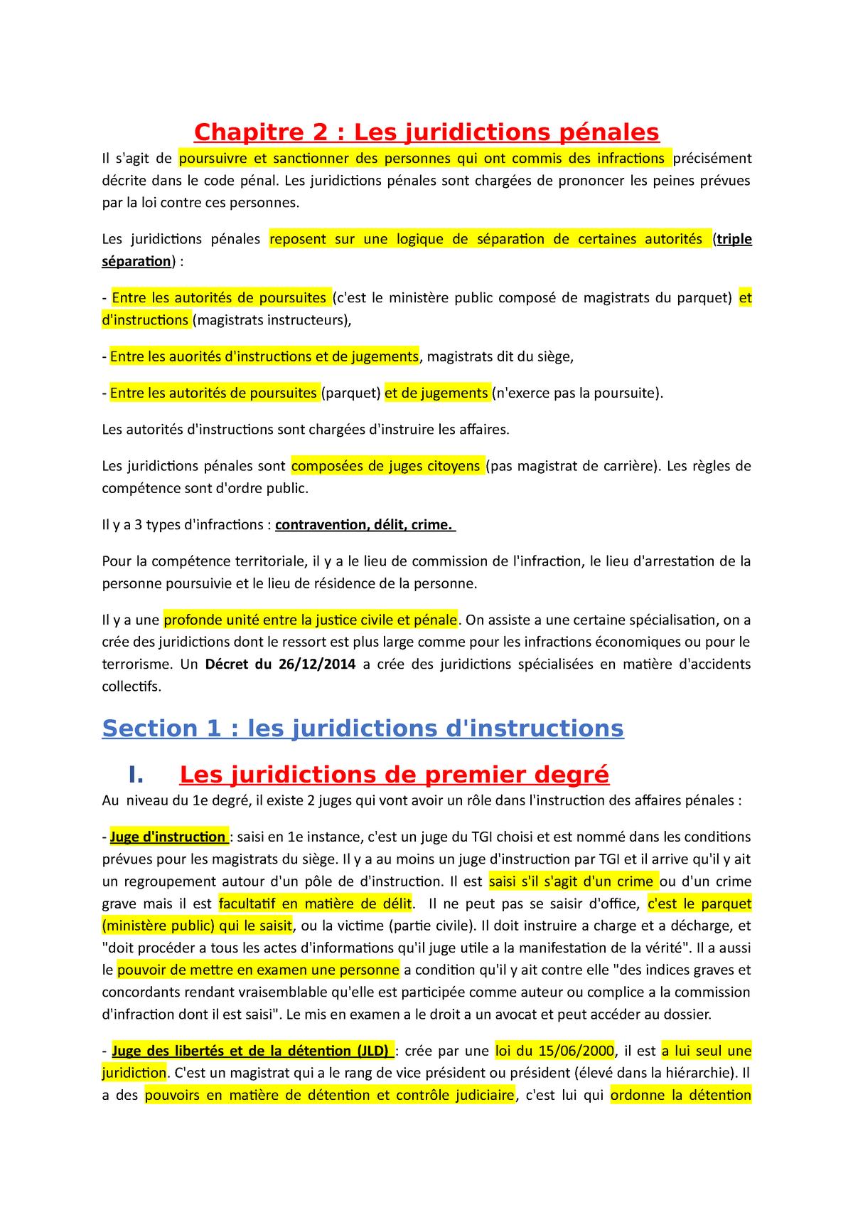 Chapitre 2. Les Juridictions Pénales - Chapitre 2 : Les Juridictions ...