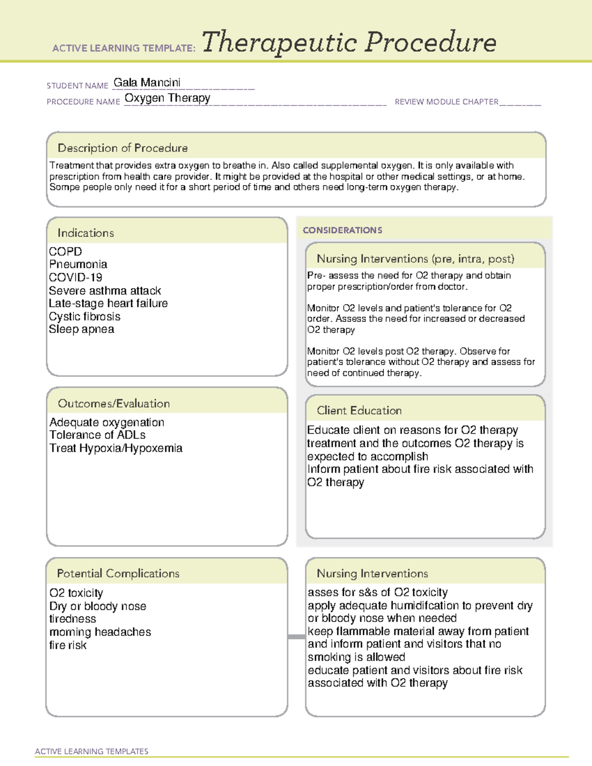O2 Therapy Therapeutic Procedure restricted - ACTIVE LEARNING TEMPLATES ...
