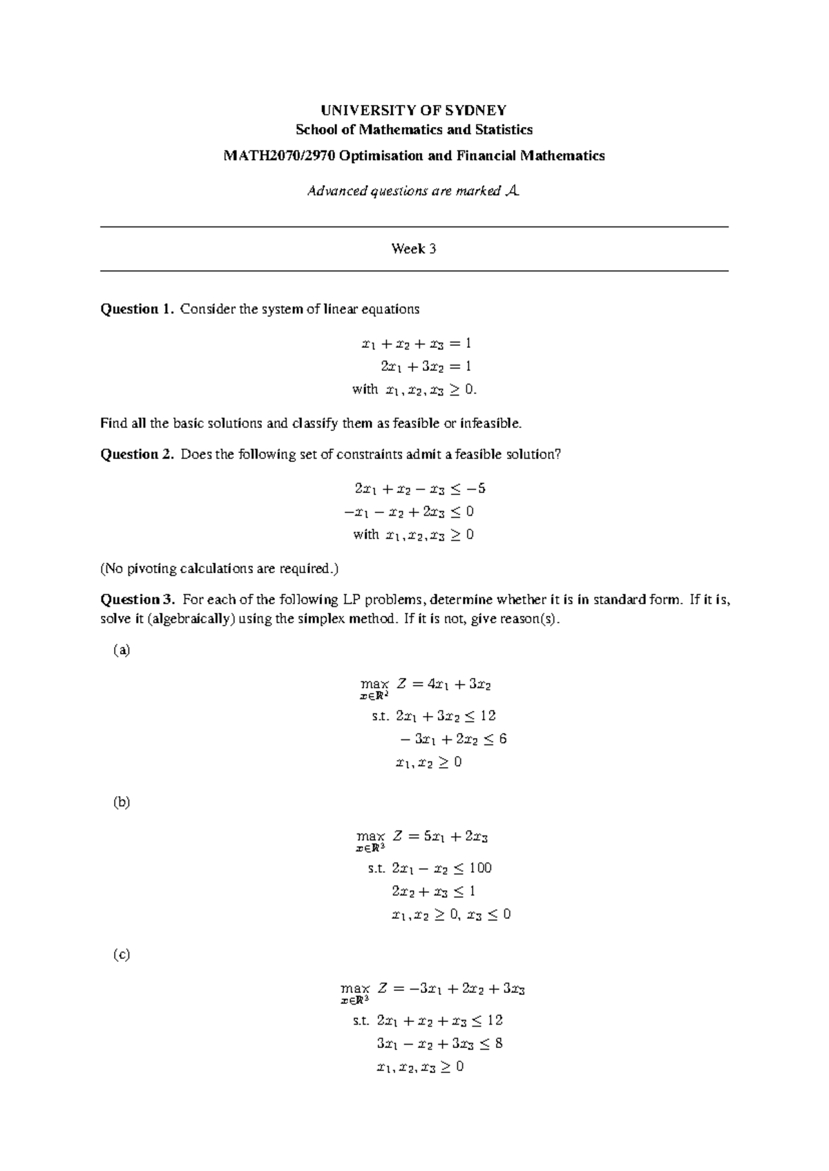 Tutorial week3 - UNIVERSITY OF SYDNEY School of Mathematics and ...