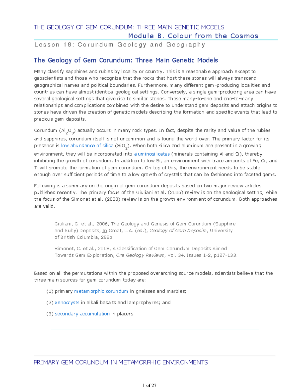 Lesson 18 Corundum Geology And Geography EOSC 118 McGill StuDocu